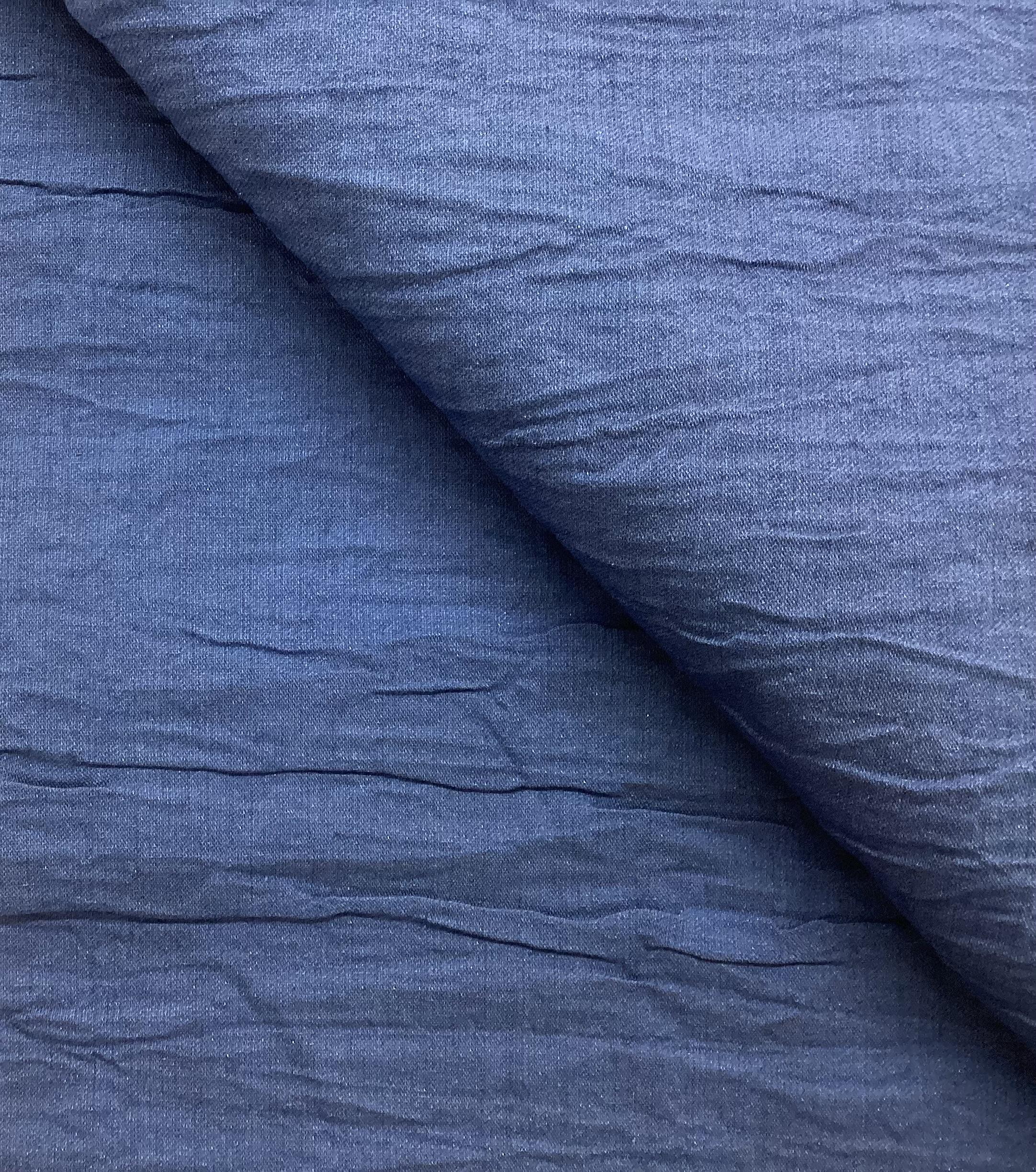 Cotton & Metallic Novelty Crinkle Stretch In Denim