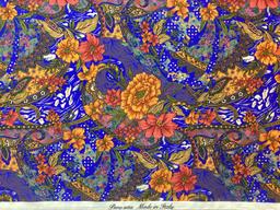 Made In Italy Silk Printed Stretch Charmeuse Floral Pattern In Jewel Tones