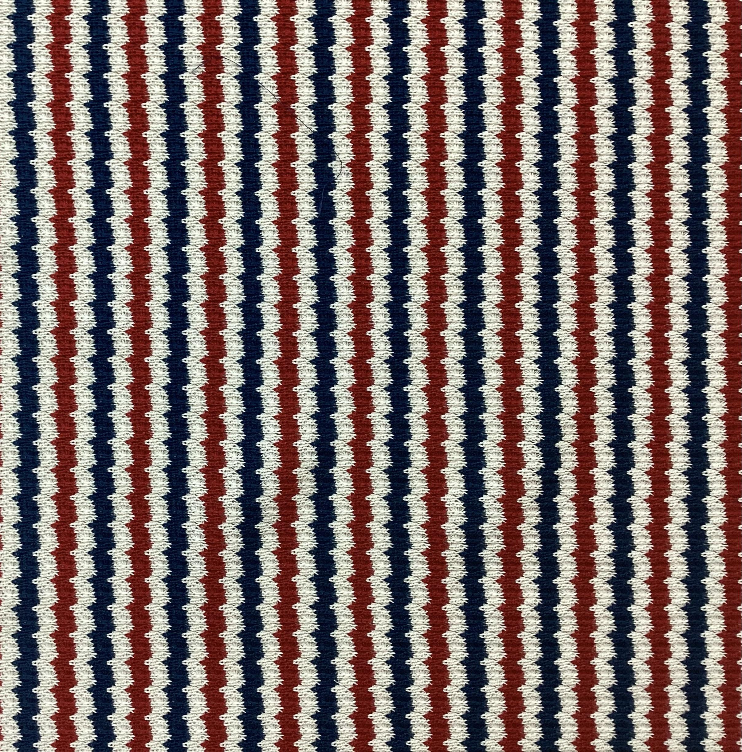 Made in Italy Cotton Crocheted Jersey, Fabric in Ecru, White & Navy