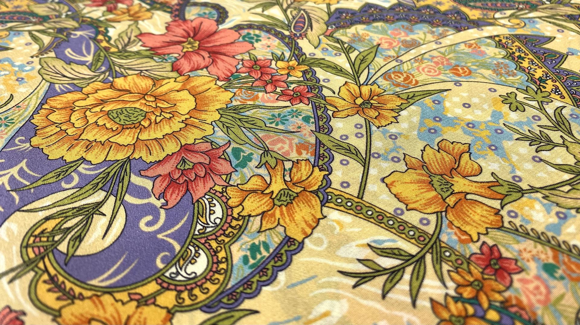 Made in Italy Pure Silk Crepe De Chine Floral Print Fabric in Warehouse