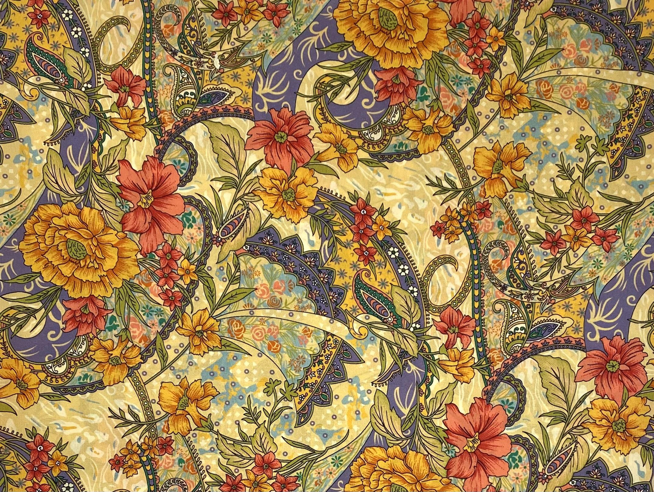 Made in Italy Pure Silk Crepe De Chine Floral Print Fabric in Warehouse