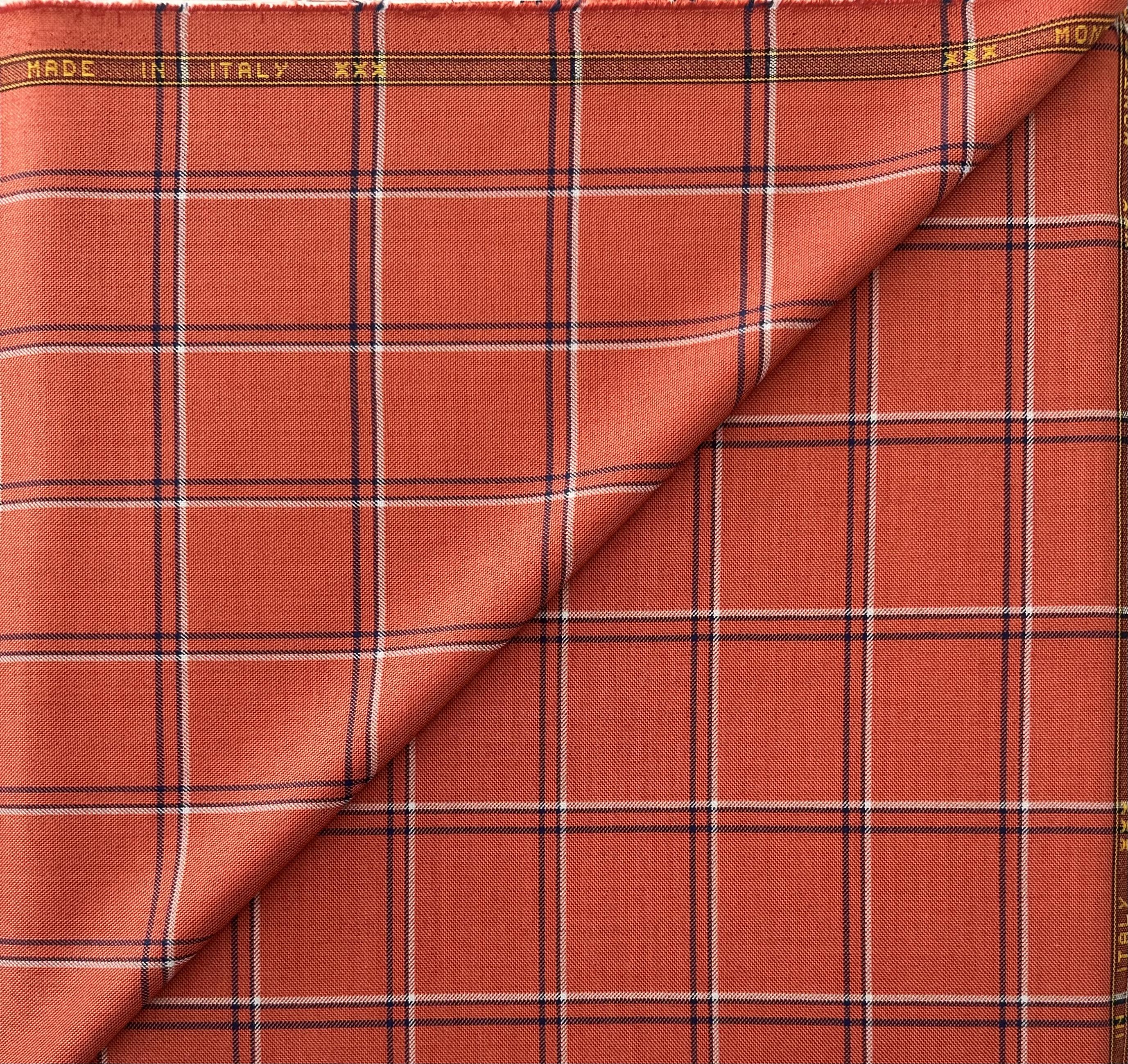 Italian Superfine Wool and Silk Plaid Jacketing in Salsa Navy Bone