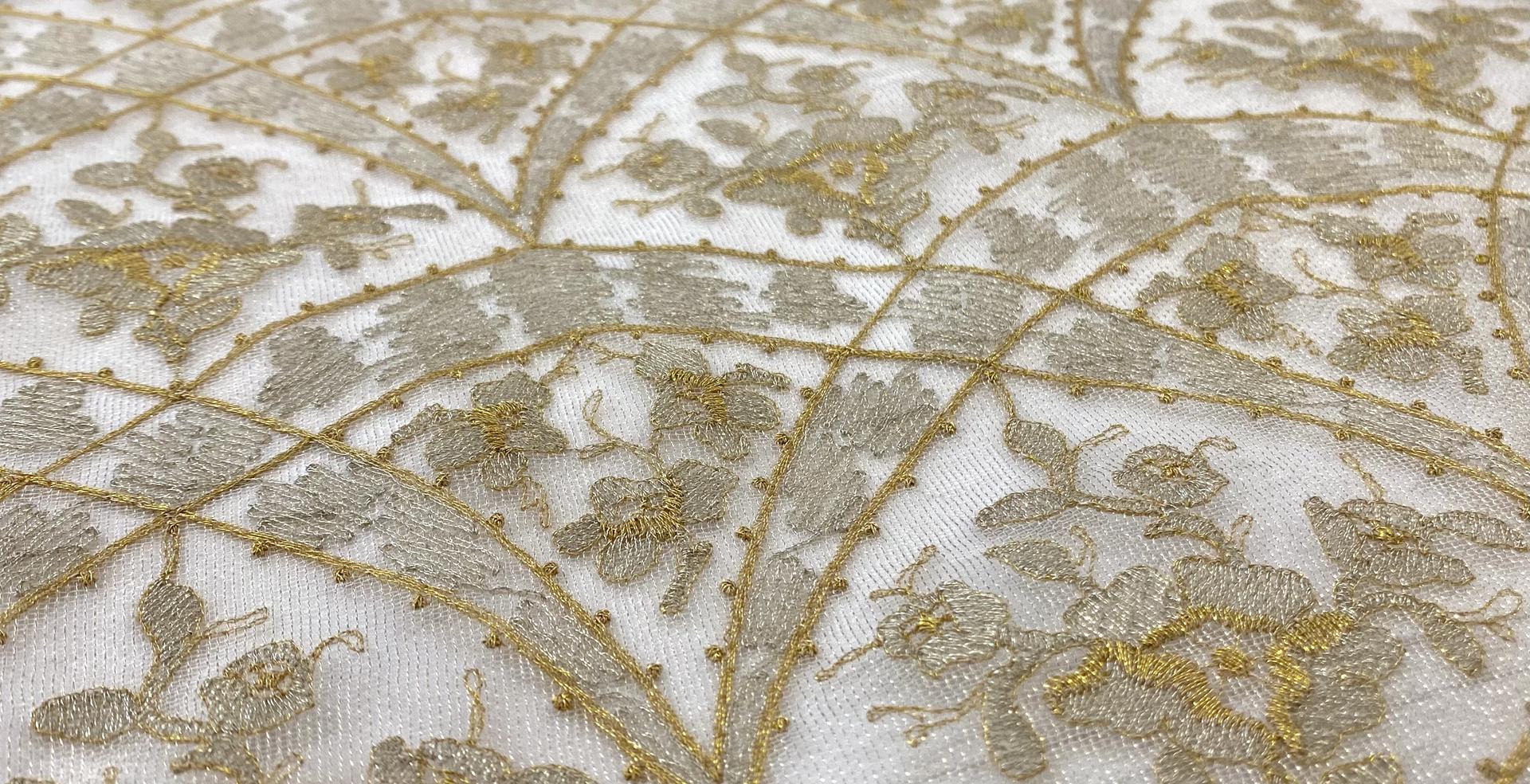 Deco Design Gold Metallic Embroidered Illusion