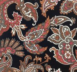 100% Silk CDC Printed In Black Ground