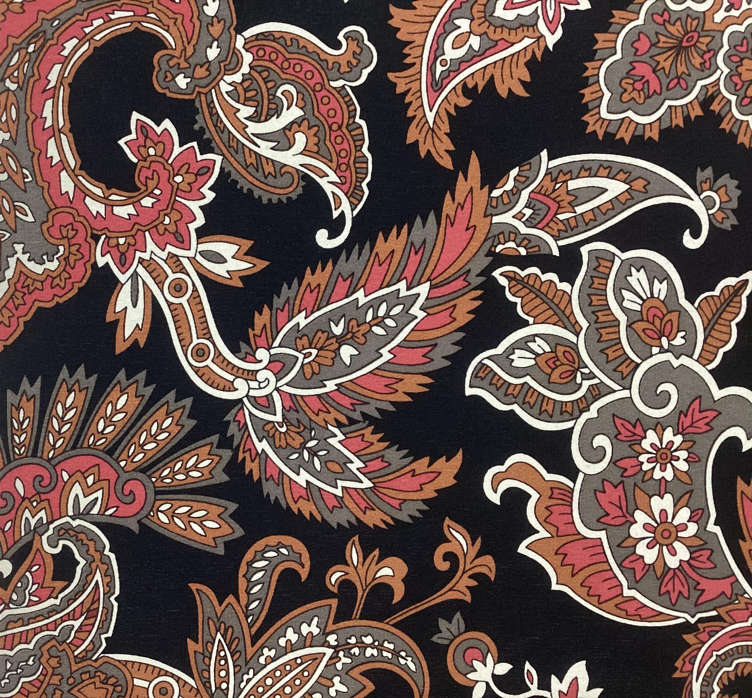 100% Silk CDC Printed In Black Ground