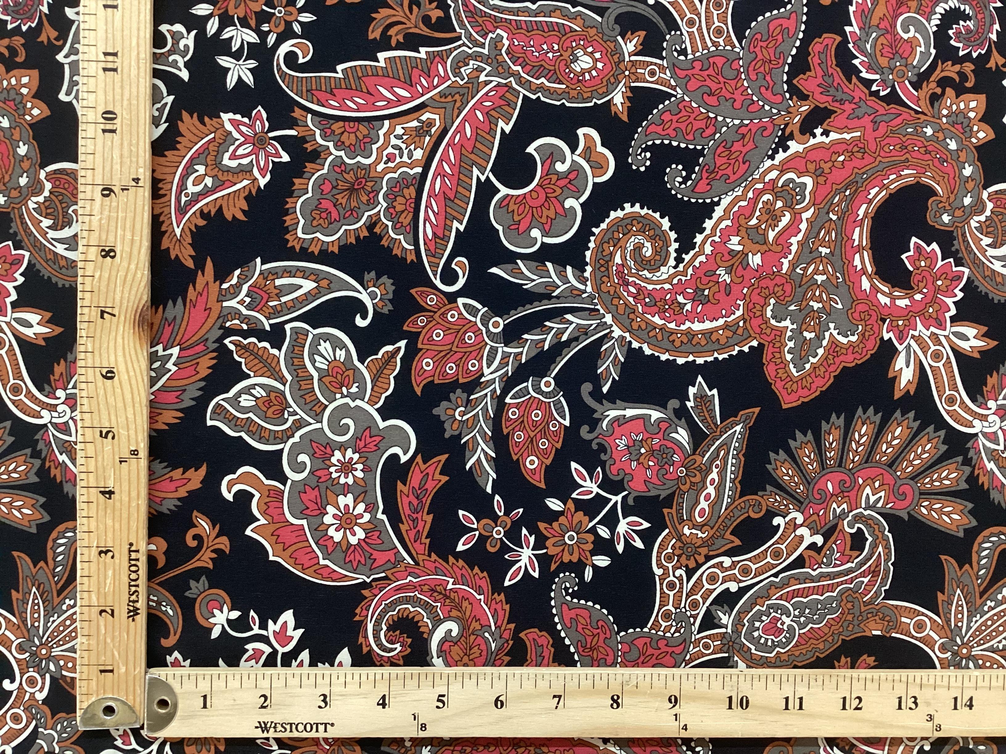 100% Silk CDC Printed In Black Ground