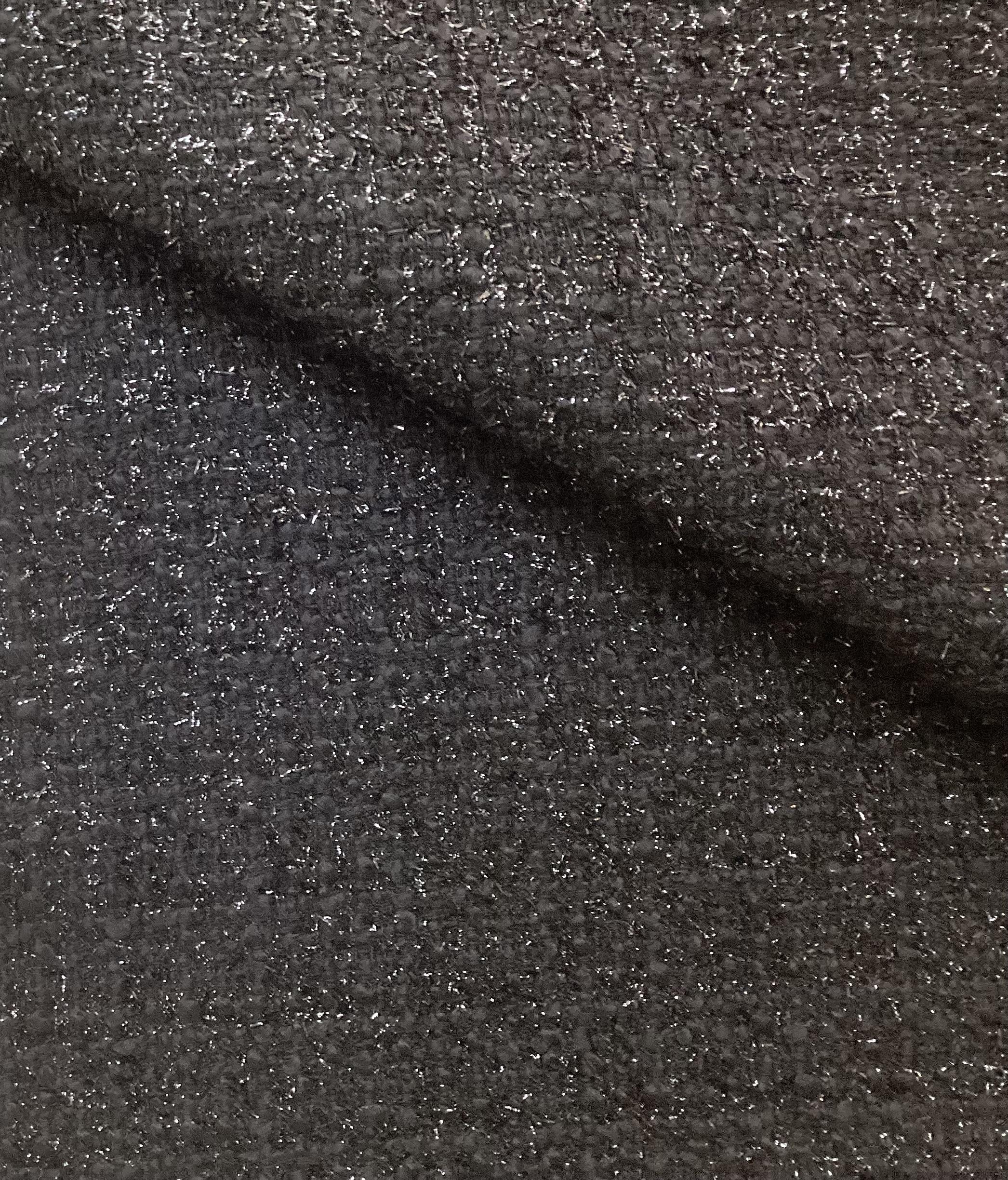 Italian Wool Nylon Lurex Tweed in Black