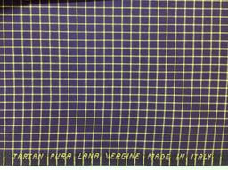Made in Italy 100% Wool Windowpane In Golden Yellow On Eggplant 