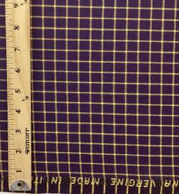 Made in Italy 100% Wool Windowpane In Golden Yellow On Eggplant 