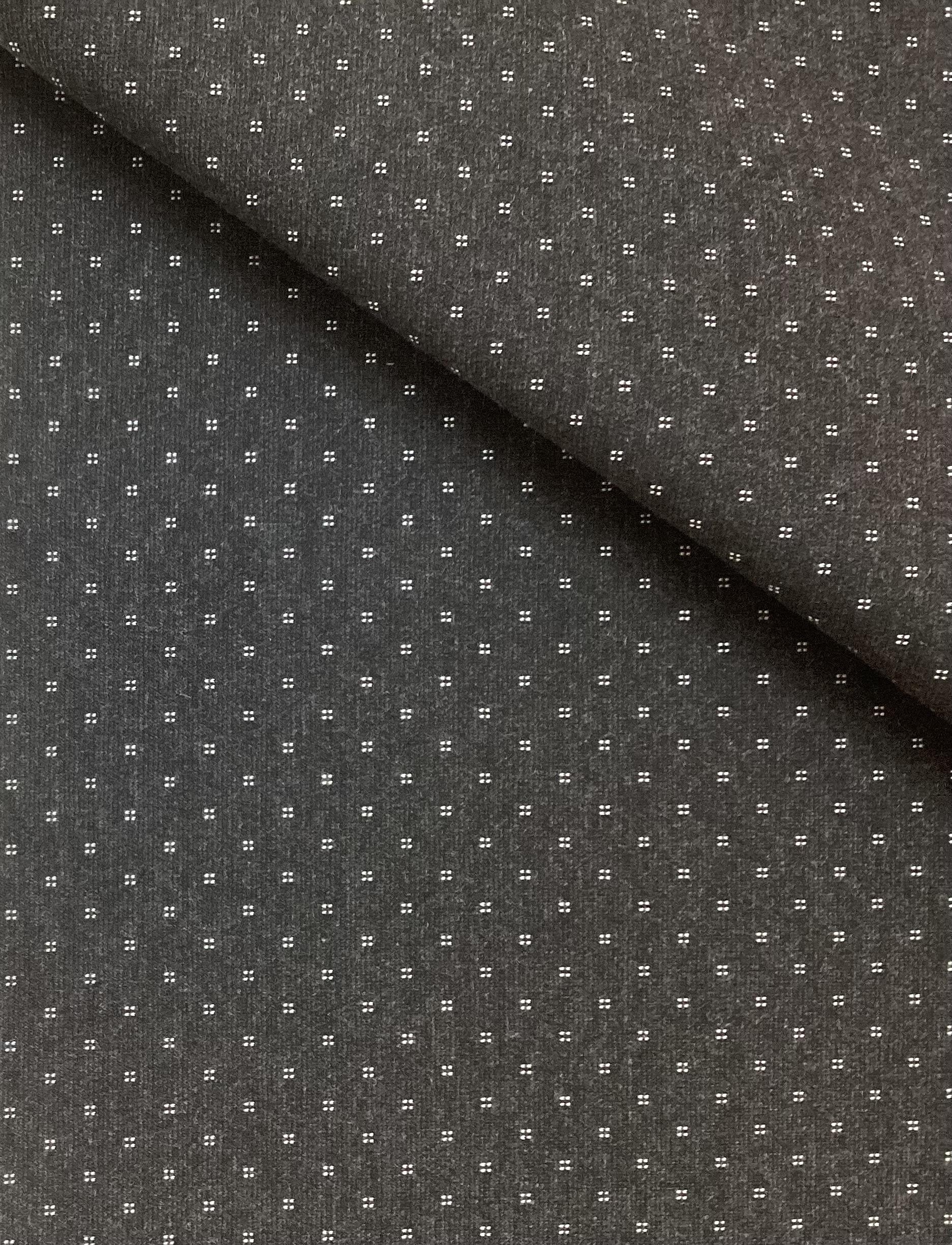 Ponte Knit With Lycra Dobby Pattern In Charcoal & White 
