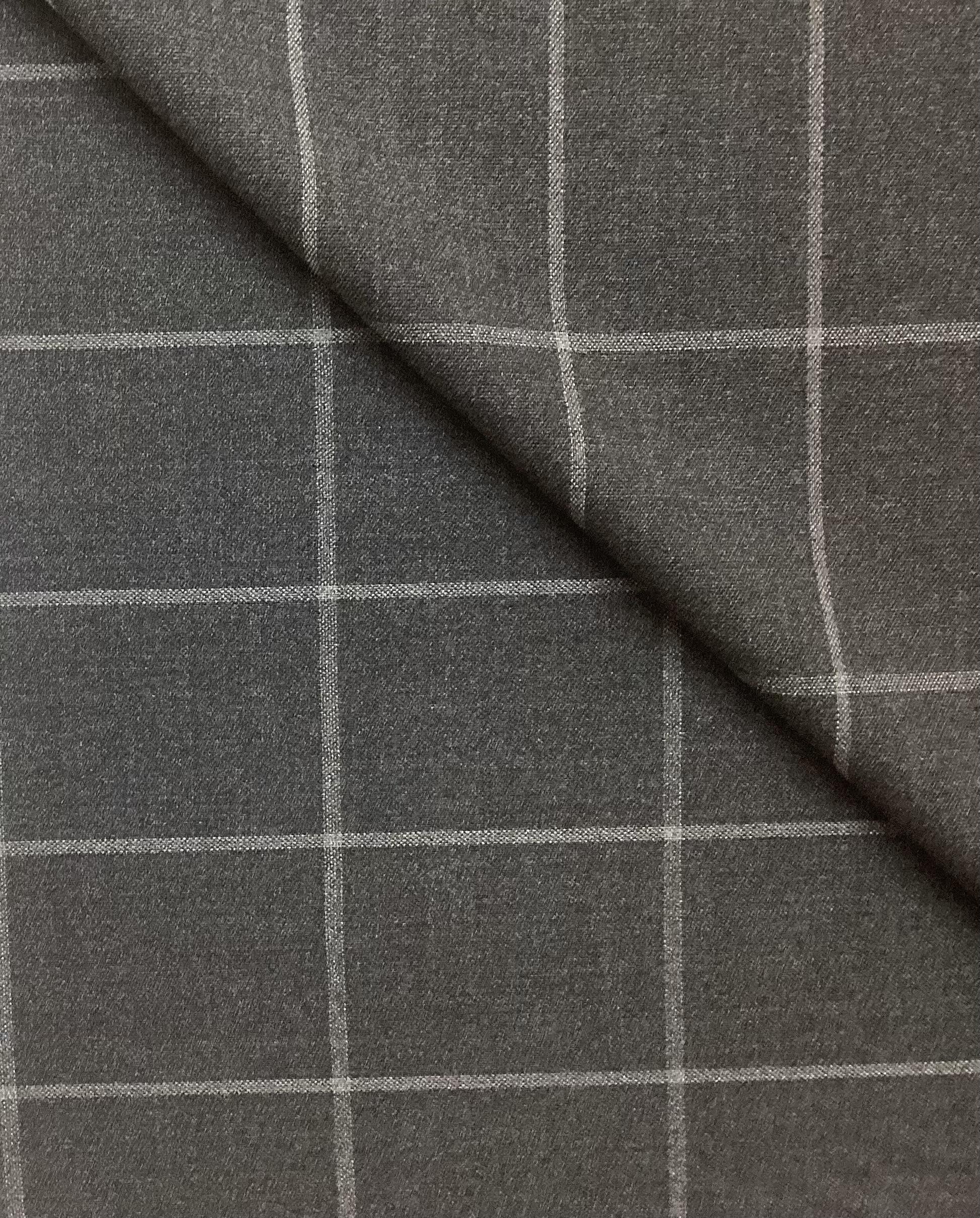 Italian Vitale Barberis Wool Windowpane in Charcoal