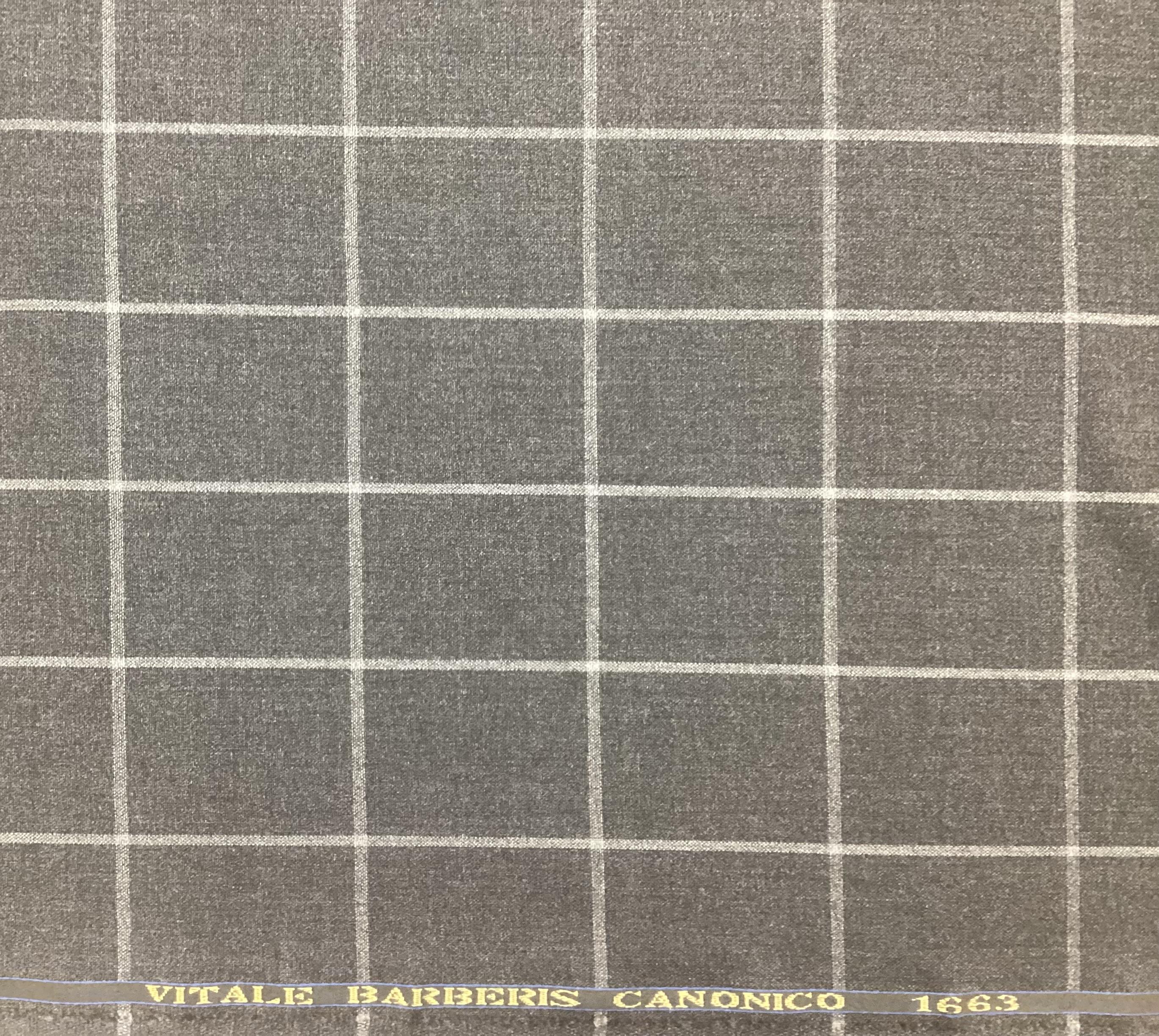 Italian Vitale Barberis Wool Windowpane in Charcoal