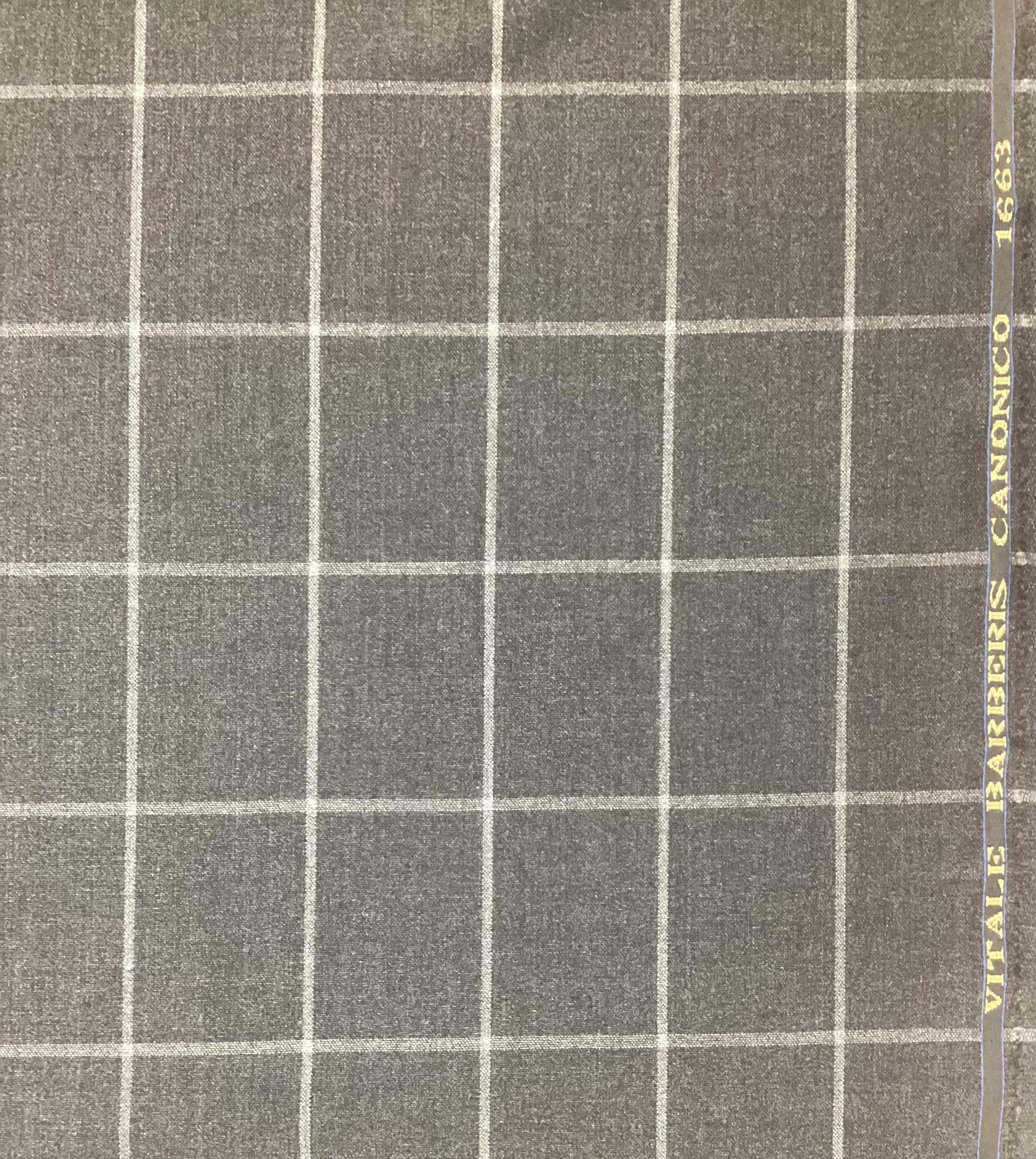 Italian Vitale Barberis Wool Windowpane in Charcoal