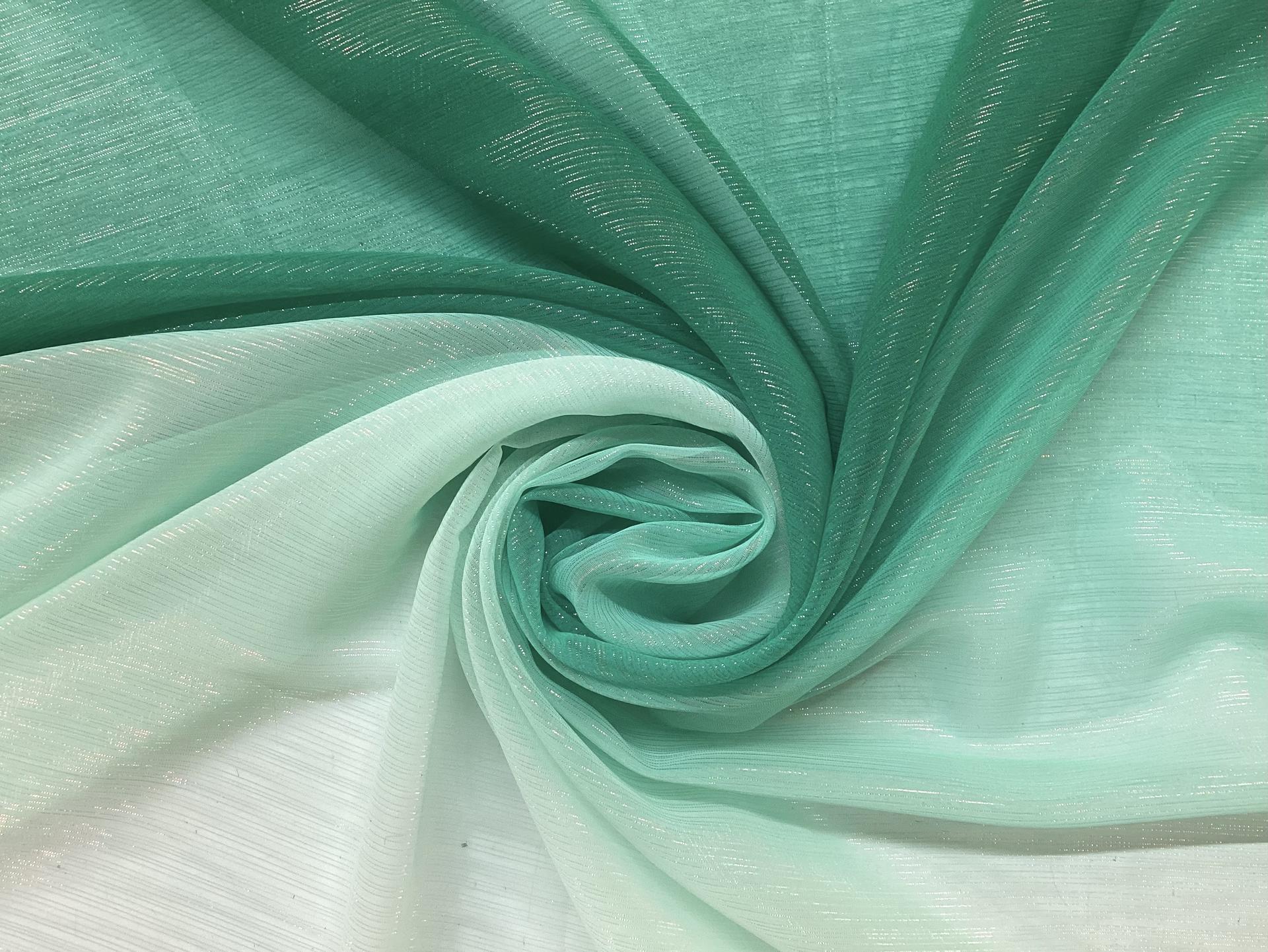 Ombre Polyester Metallic Chiffon in Green
