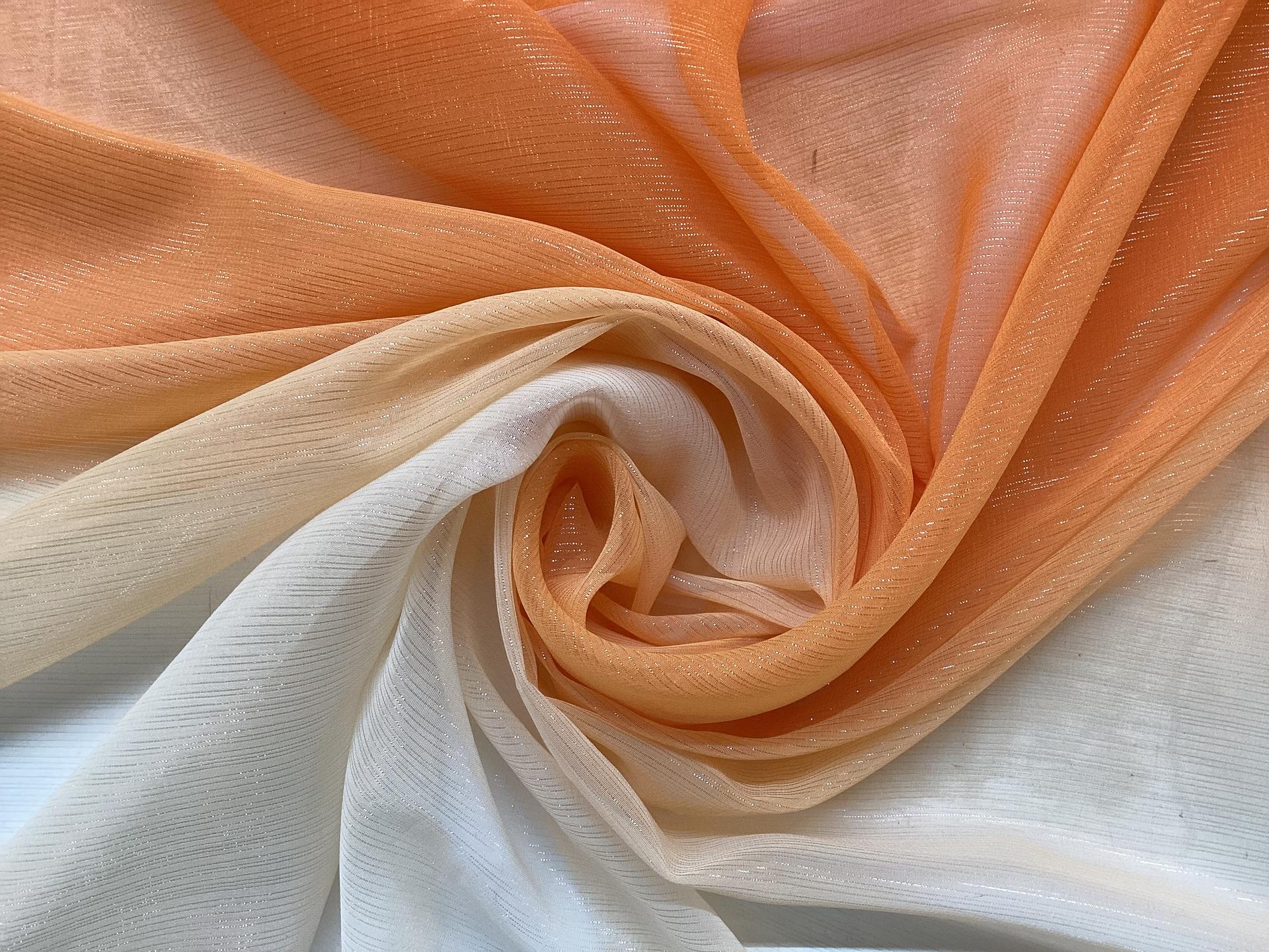 Ombre Polyester Metallic Chiffon in Orange