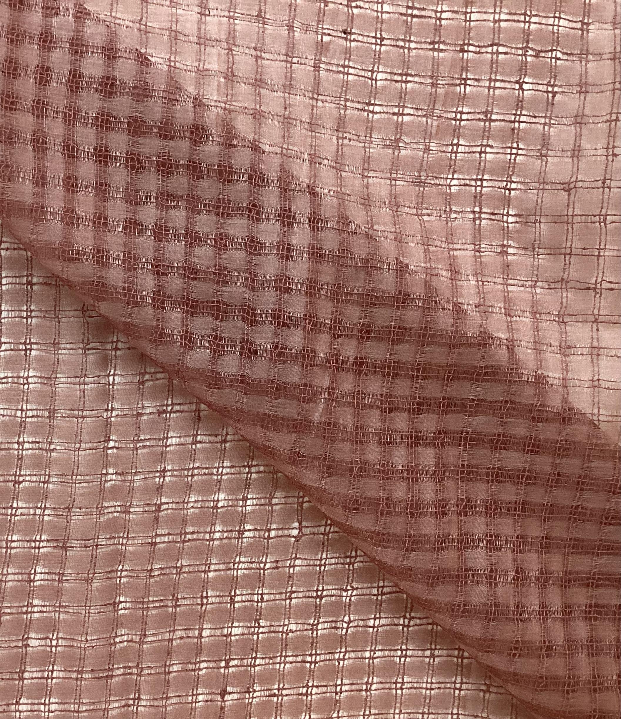 100% Silk Novelty Checkerboard In Dusty Rose 