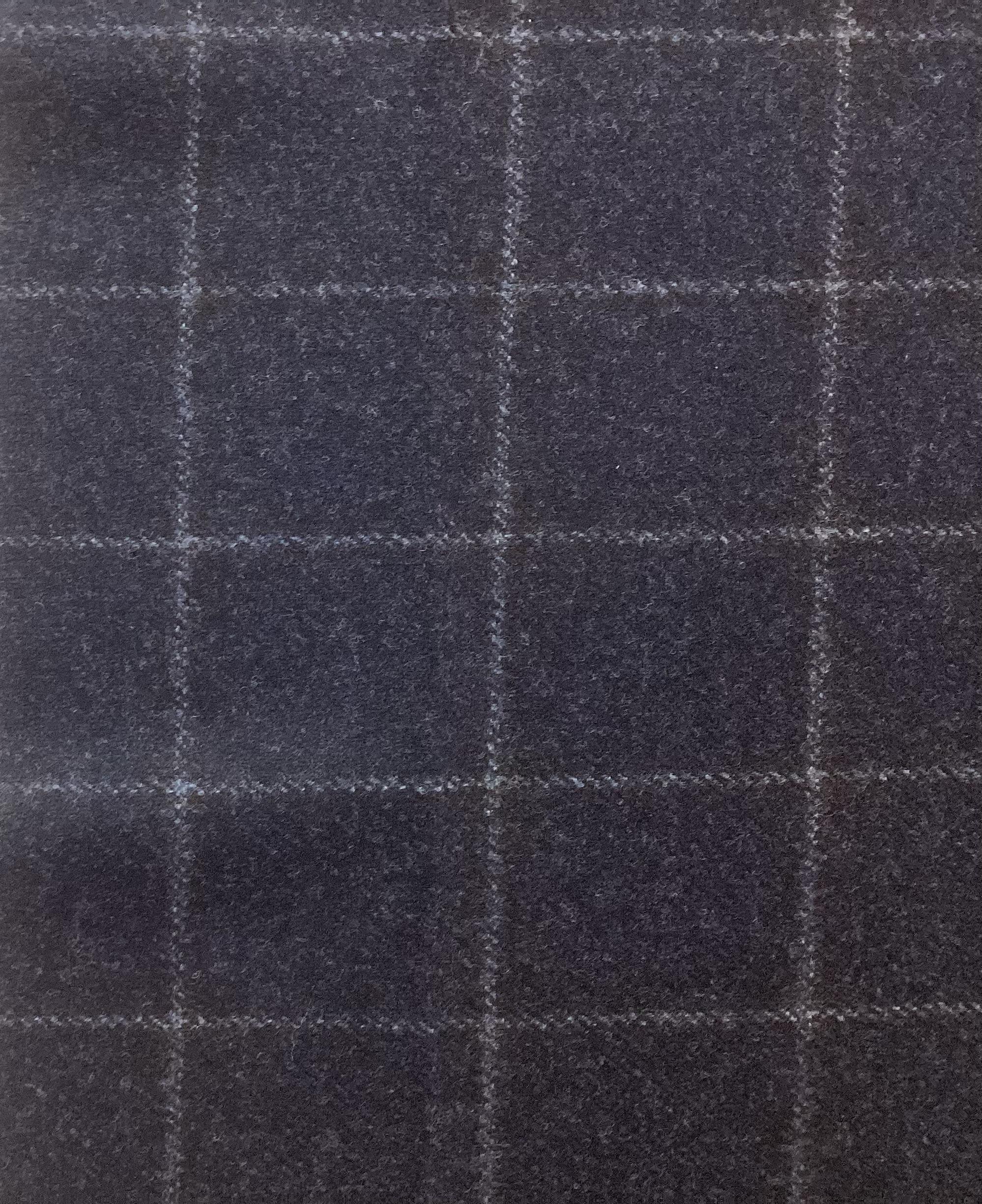 Made in Italy Loro Piana 100% Wool Flannel Windowpane In Chalk White On Navy 