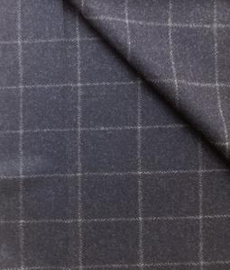 Made in Italy Loro Piana 100% Wool Flannel Windowpane In Chalk White On Navy 