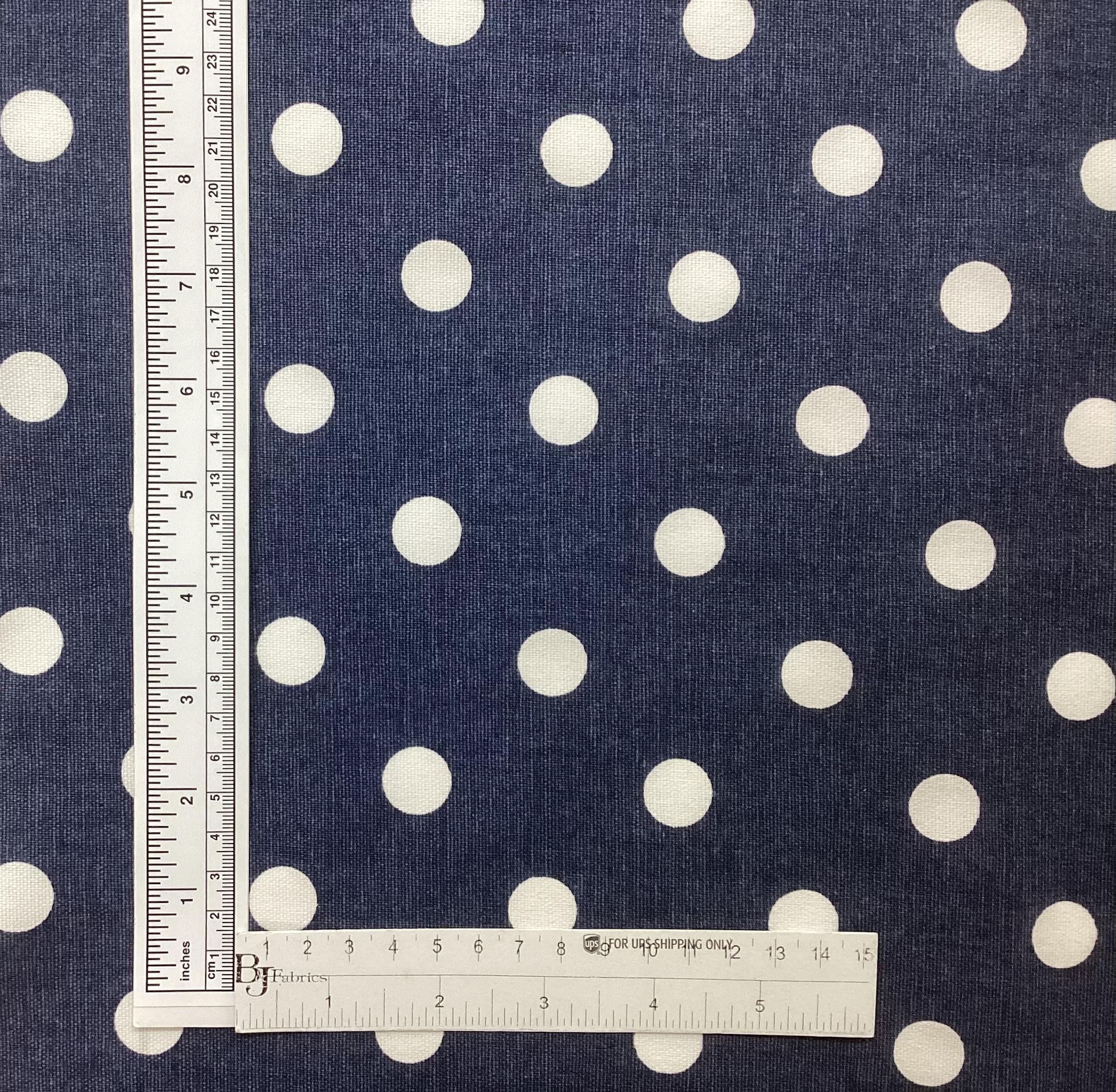 Cotton Canvas Polka Dot in Navy White