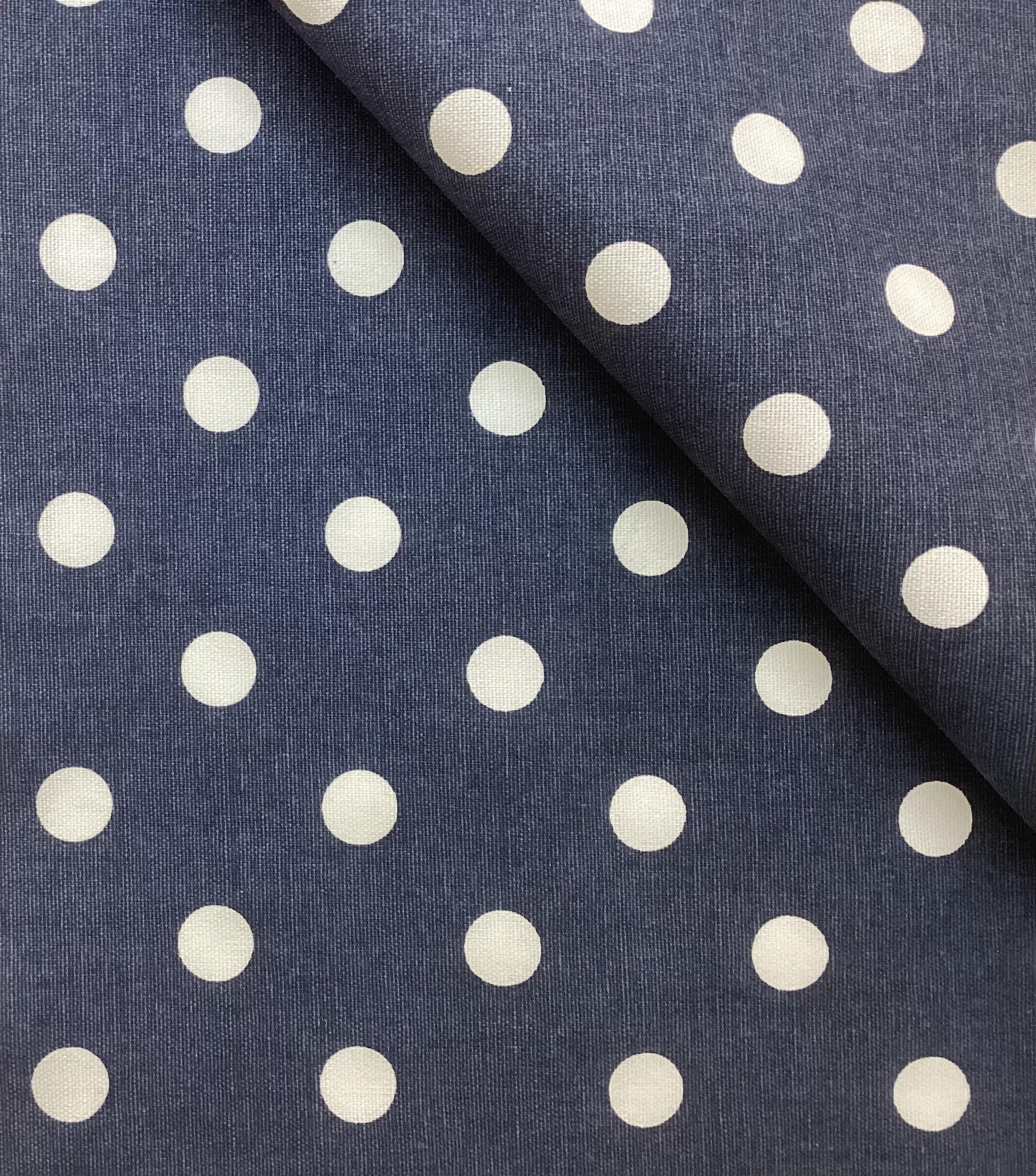 Cotton Canvas Polka Dot in Navy White