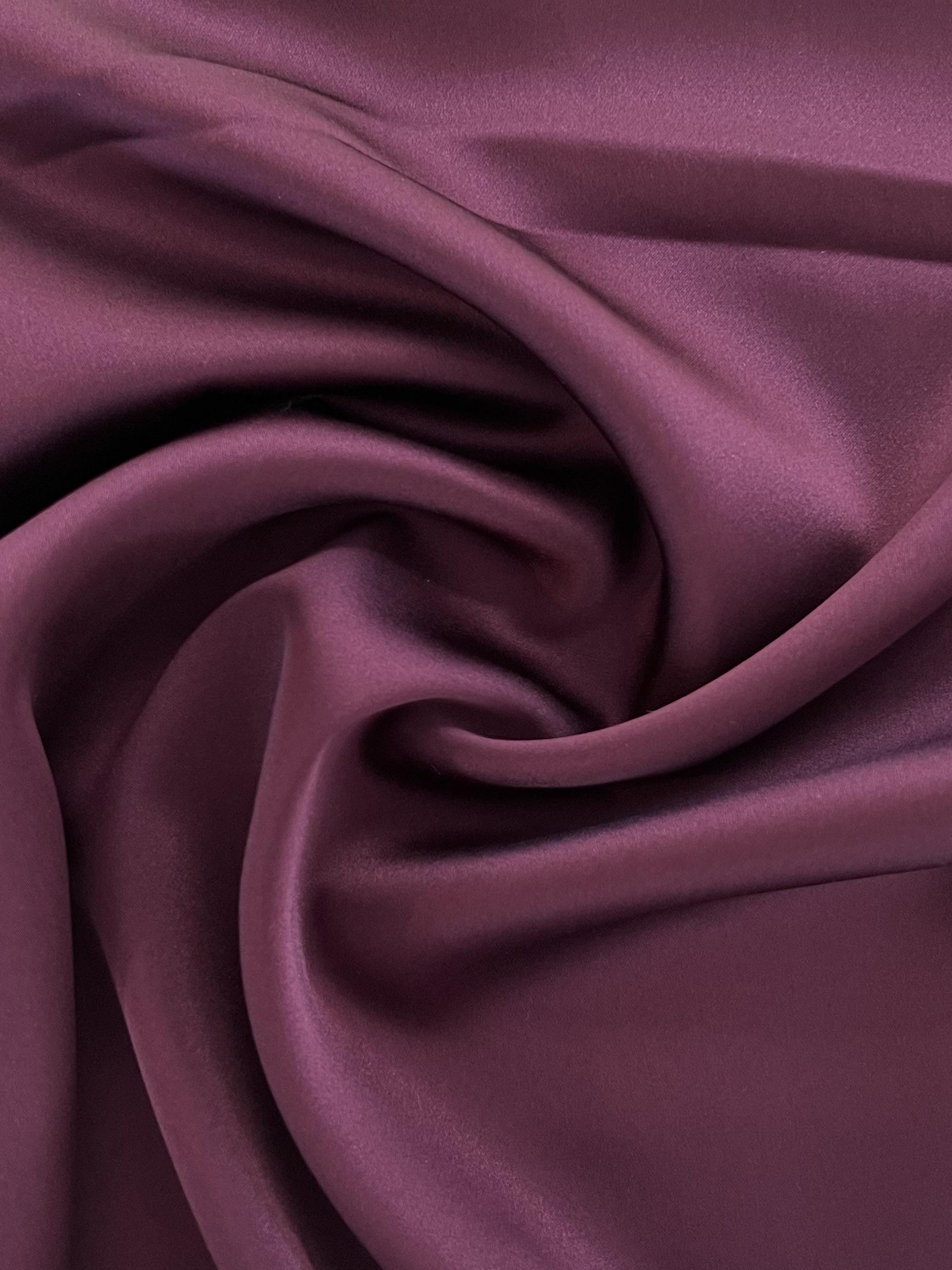 Stretch Silk Crepe Satin in Eggplant
