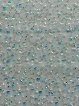 Opalescent Sequined Beaded Tulle in Turquoise 