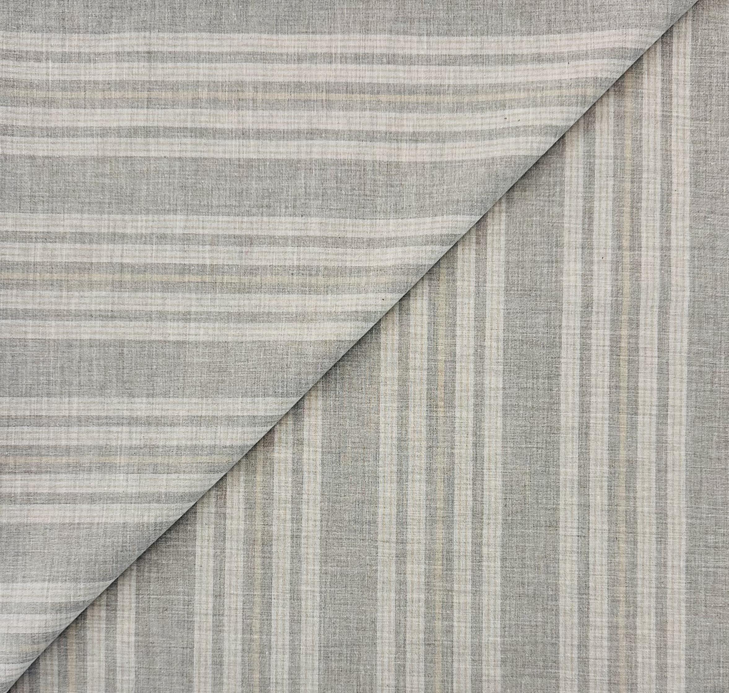 Imported Extrafine Cotton Shirting Stripe in Grey 