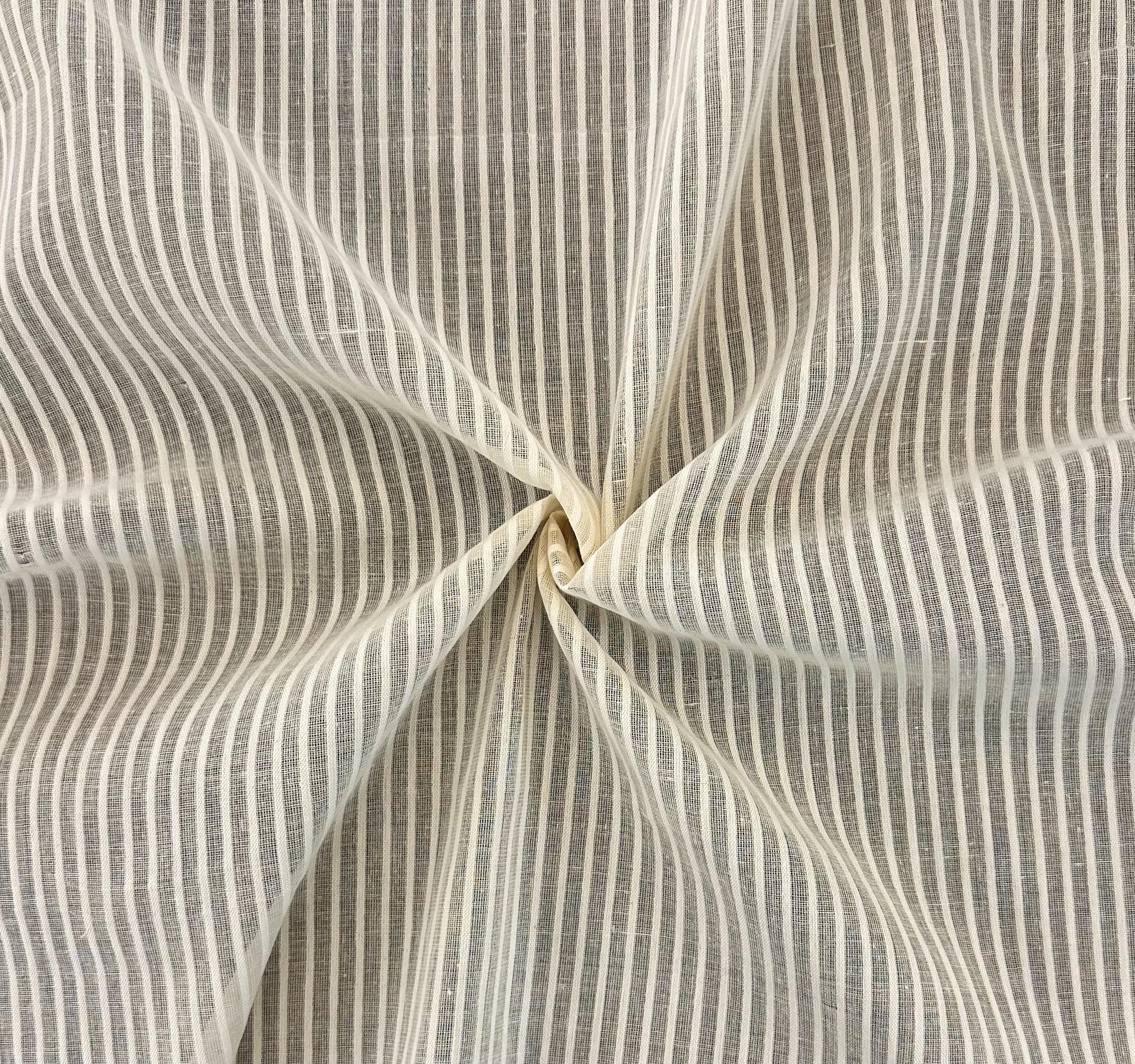 Indian Voile Cotton Stripe in Antique Ivory