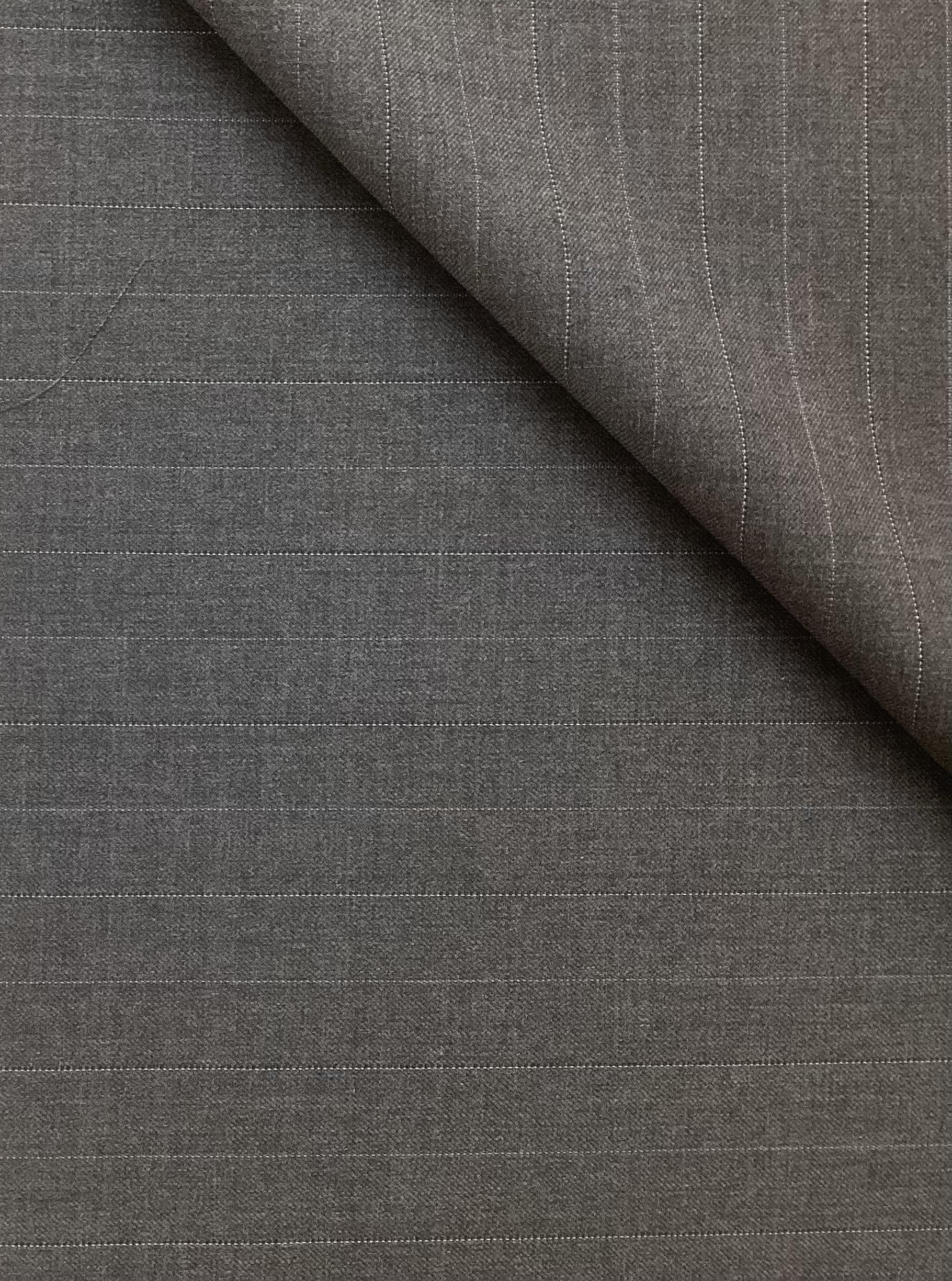 Made in Italy 100% Wool Pinstripe In Pearl Grey