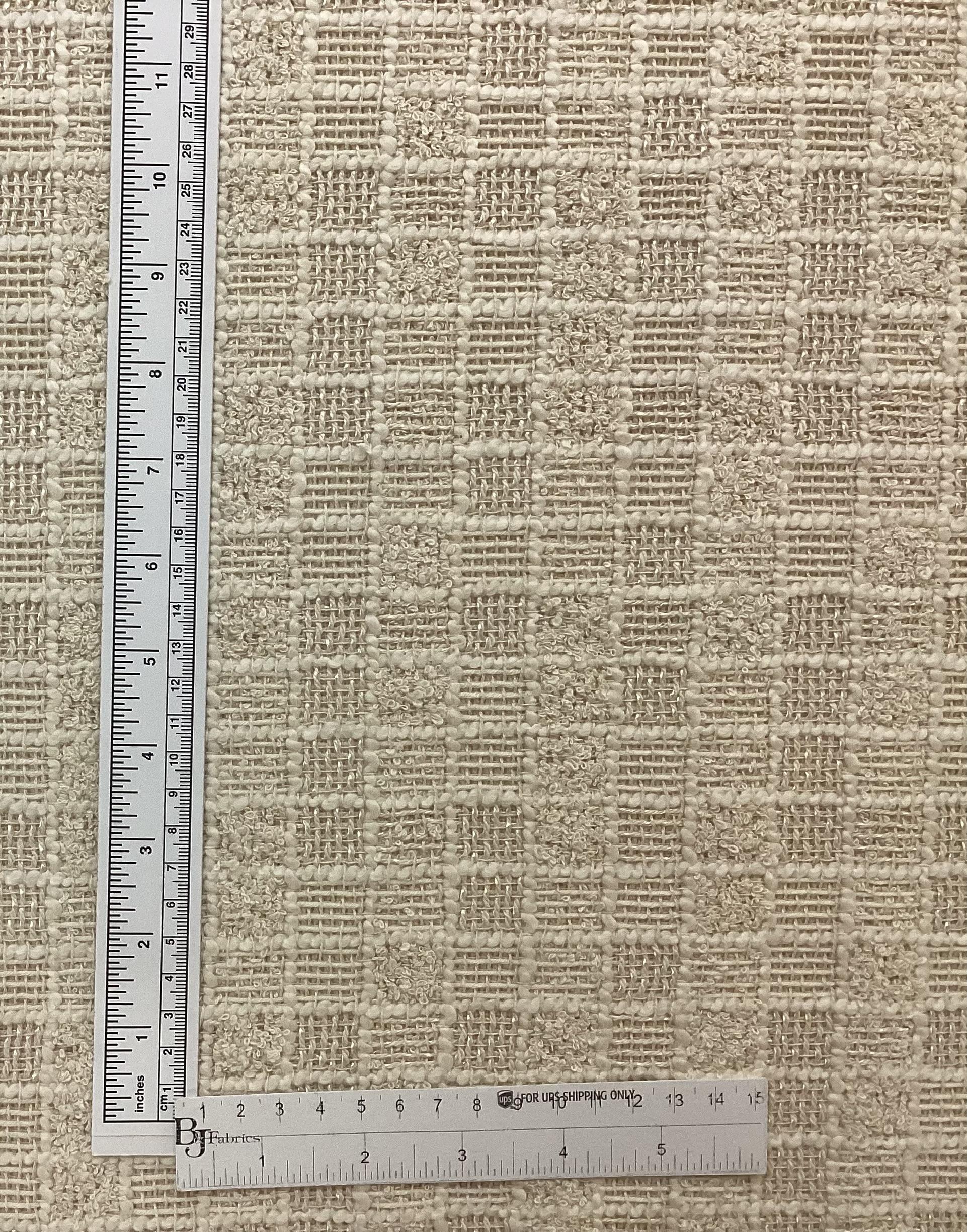 Cotton & Nylon Checkerboard Tweed In Chickpea