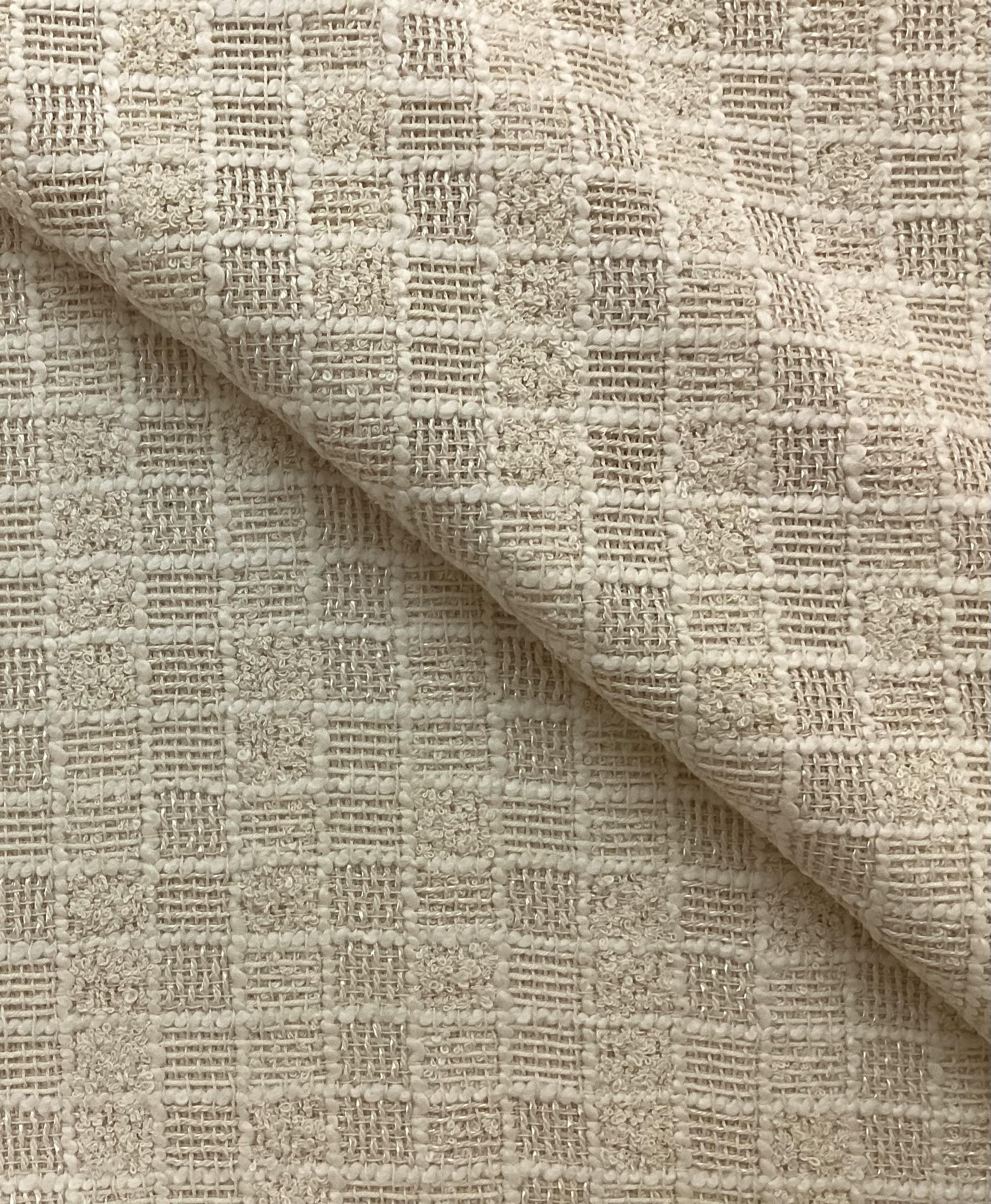 Cotton & Nylon Checkerboard Tweed In Chickpea