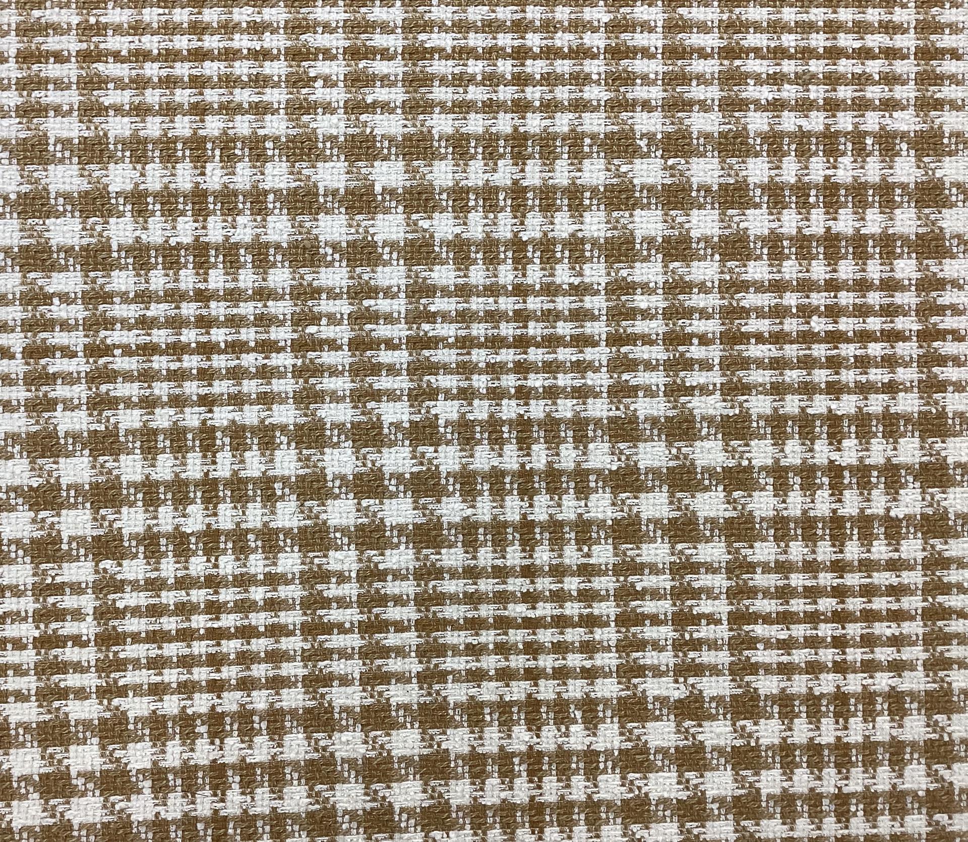 Cotton Blend Glen Plaid Tweed In Caramel & Vanilla 