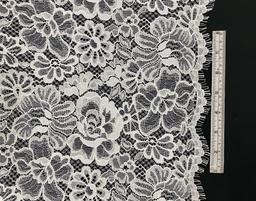Double Scalloped Corded Chantilly Lace Fabric in Warehouse