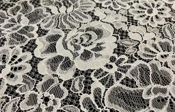 Double Scalloped Corded Chantilly Lace Fabric in Warehouse