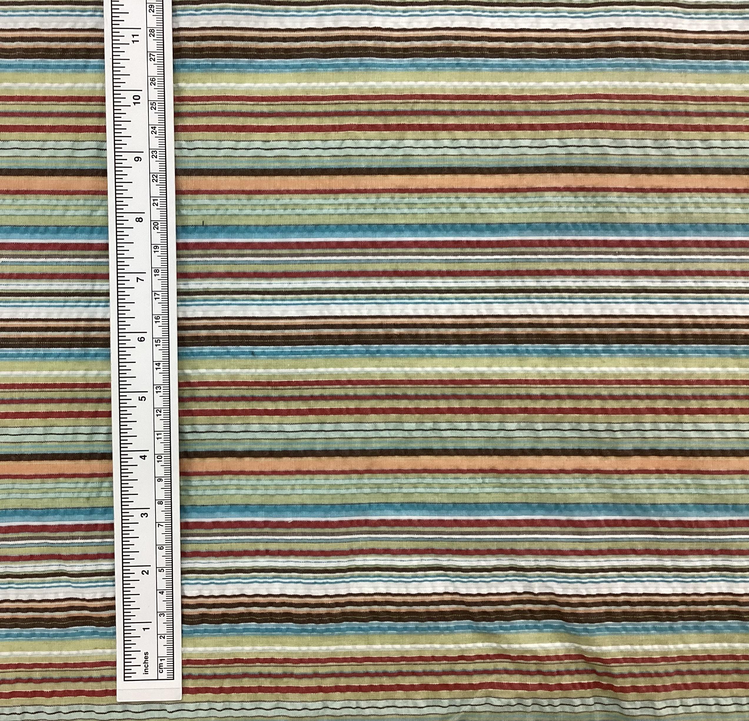 Cotton & Polyester Seersucker Stripe In Multi Colours