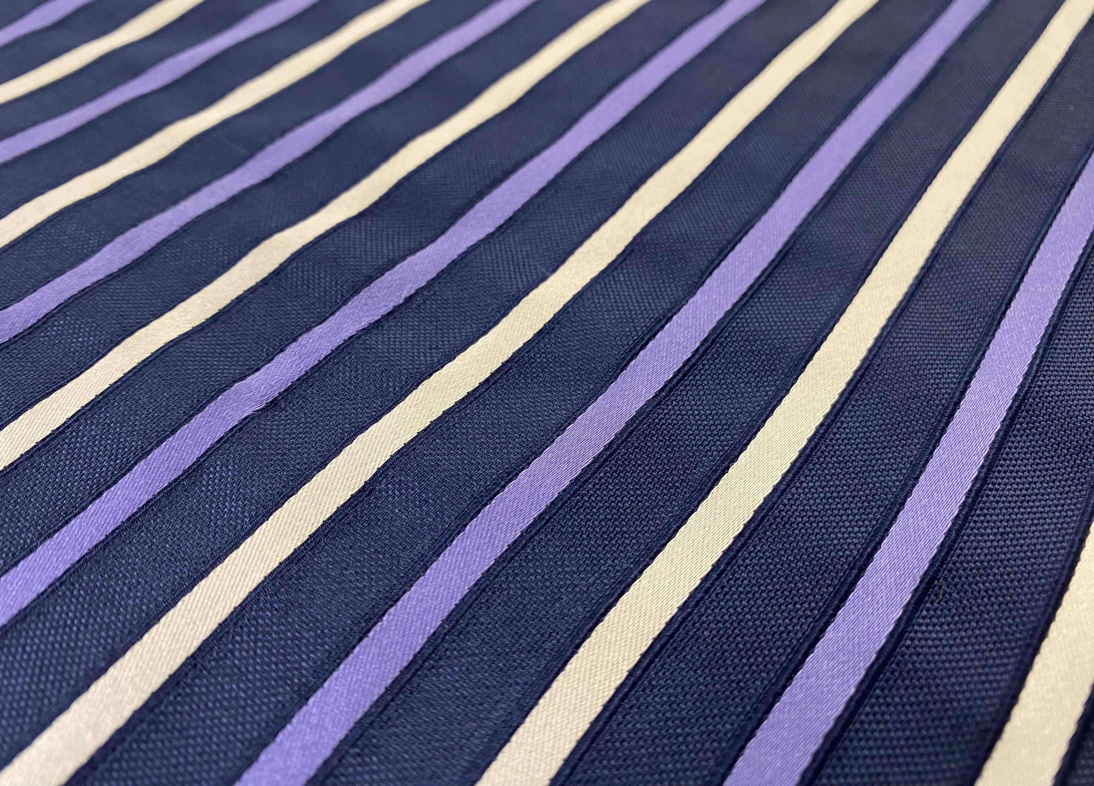 Made in Italy 100% Silk Satined Stripes Tie Brocade