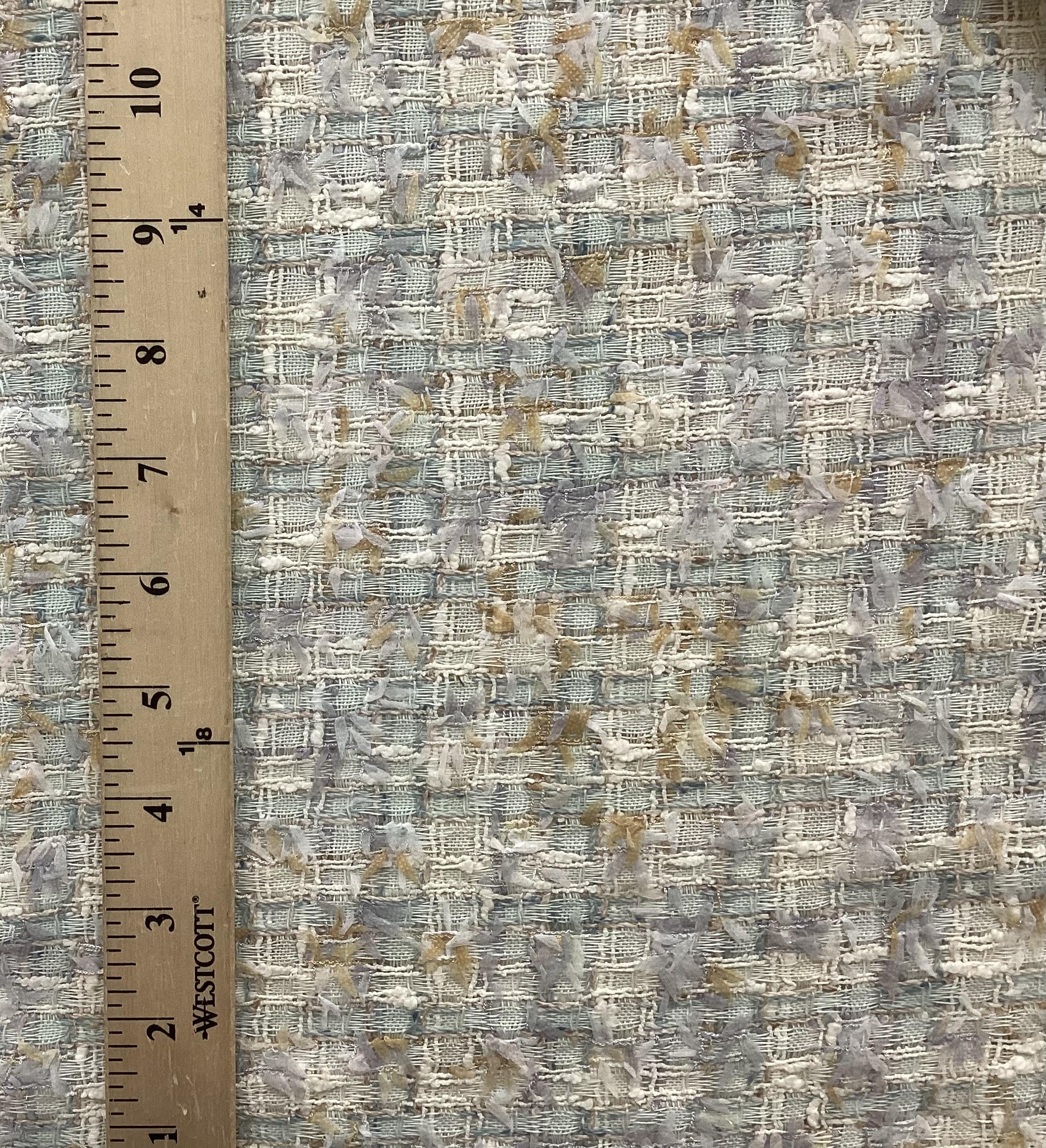 Cotton, Metallic Spring Tweed In Light Beige & Light Aqua