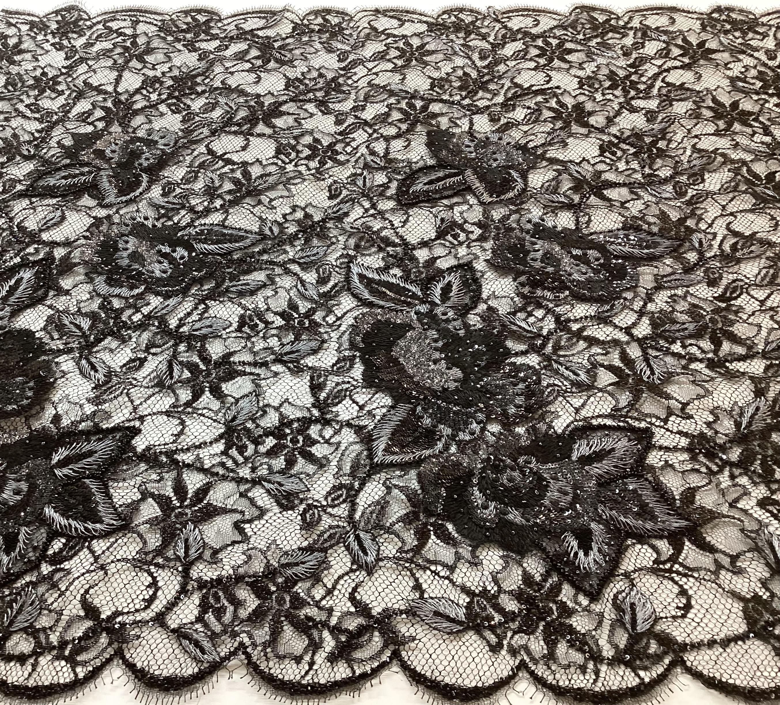 Beaded Chantilly Lace Boarder Pattern 