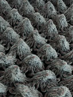 French Novelty Dimensional Cone Shaped Iridescent Velvet in Grey/Orange