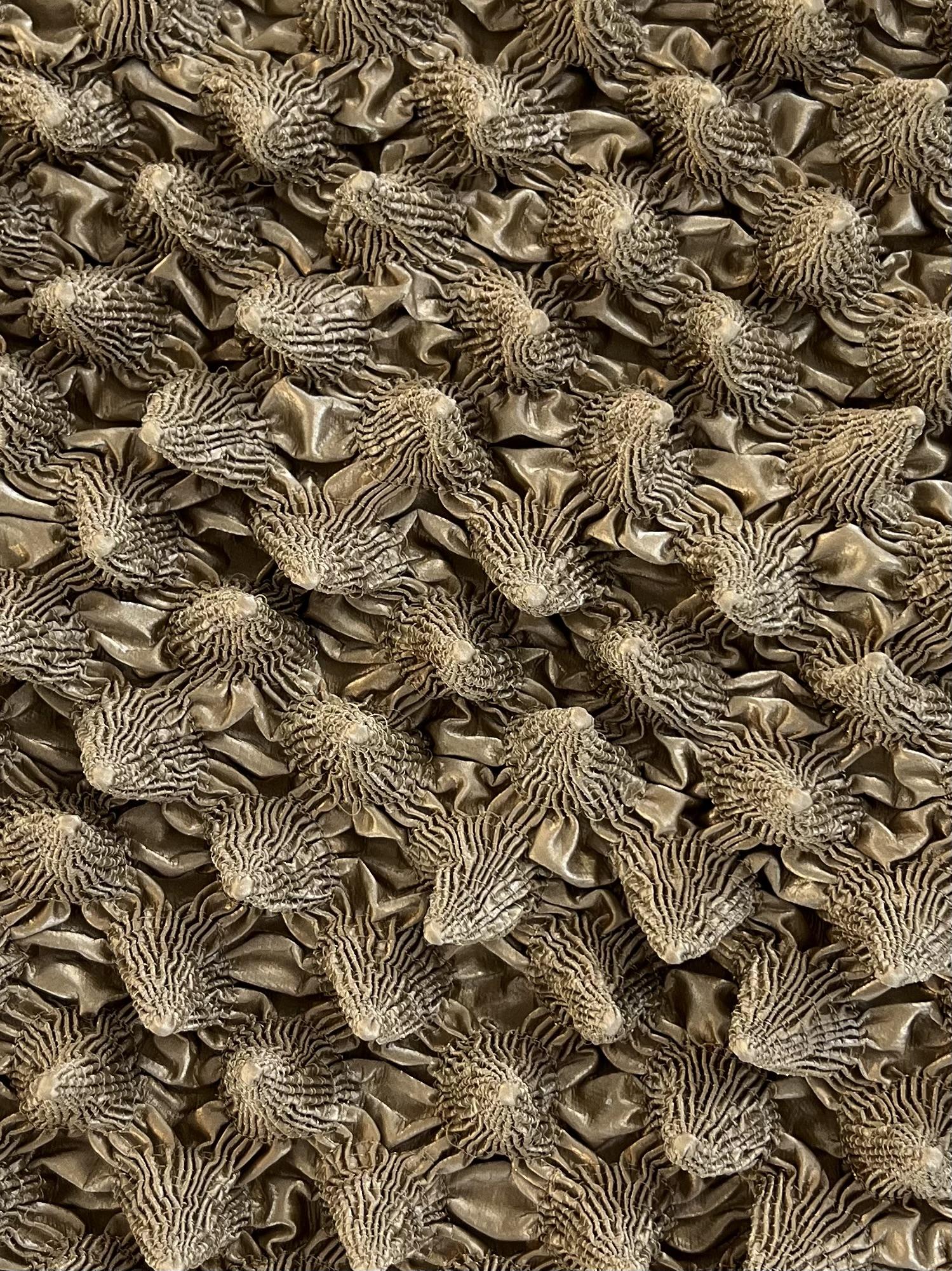 French Novelty Dimensional Cone-Shaped Coated Rayon in Gold