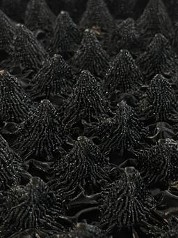 French Novelty Dimensional Cone-Shaped Coated Viscose-blend in Black