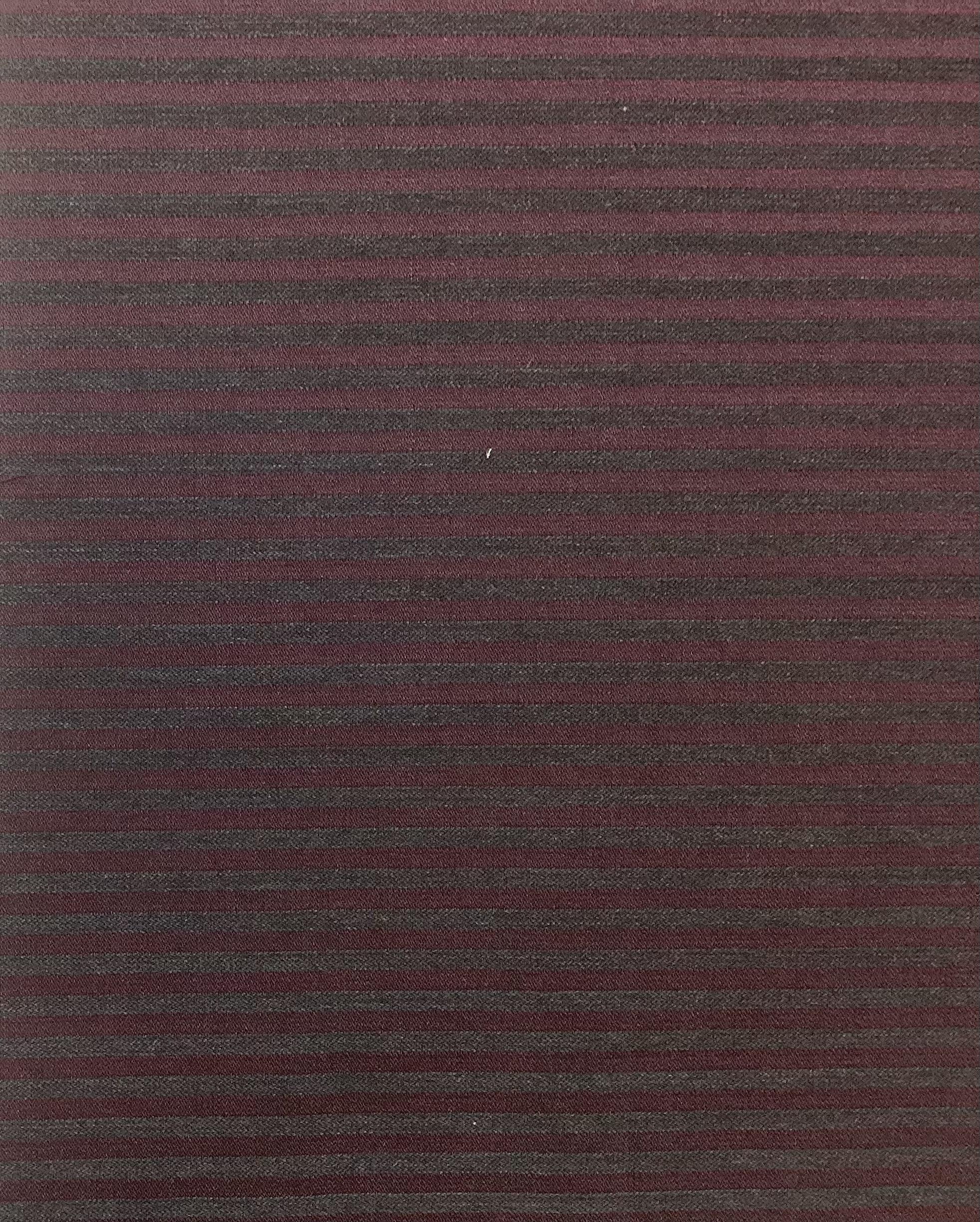 Made In Italy 100% Wool Stripe Suiting In Malbec & Charcoal 