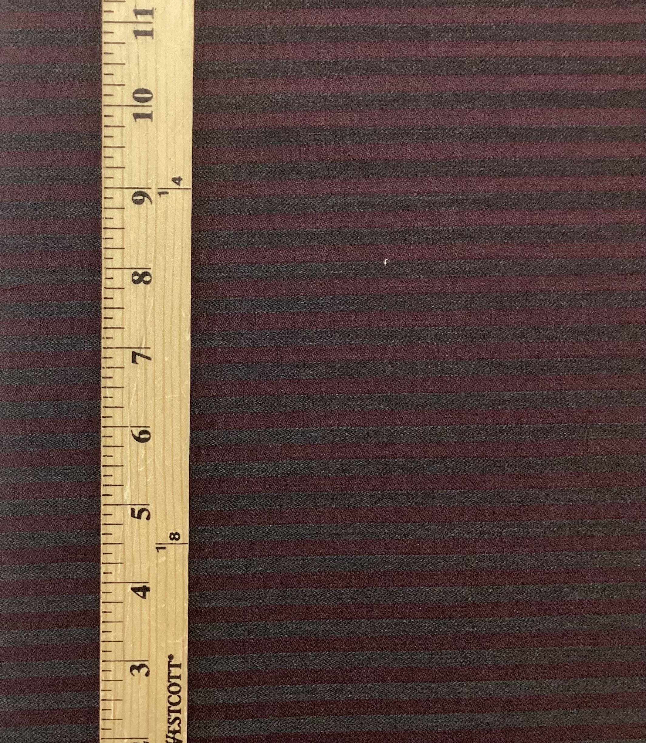 Made In Italy 100% Wool Stripe Suiting In Malbec & Charcoal 