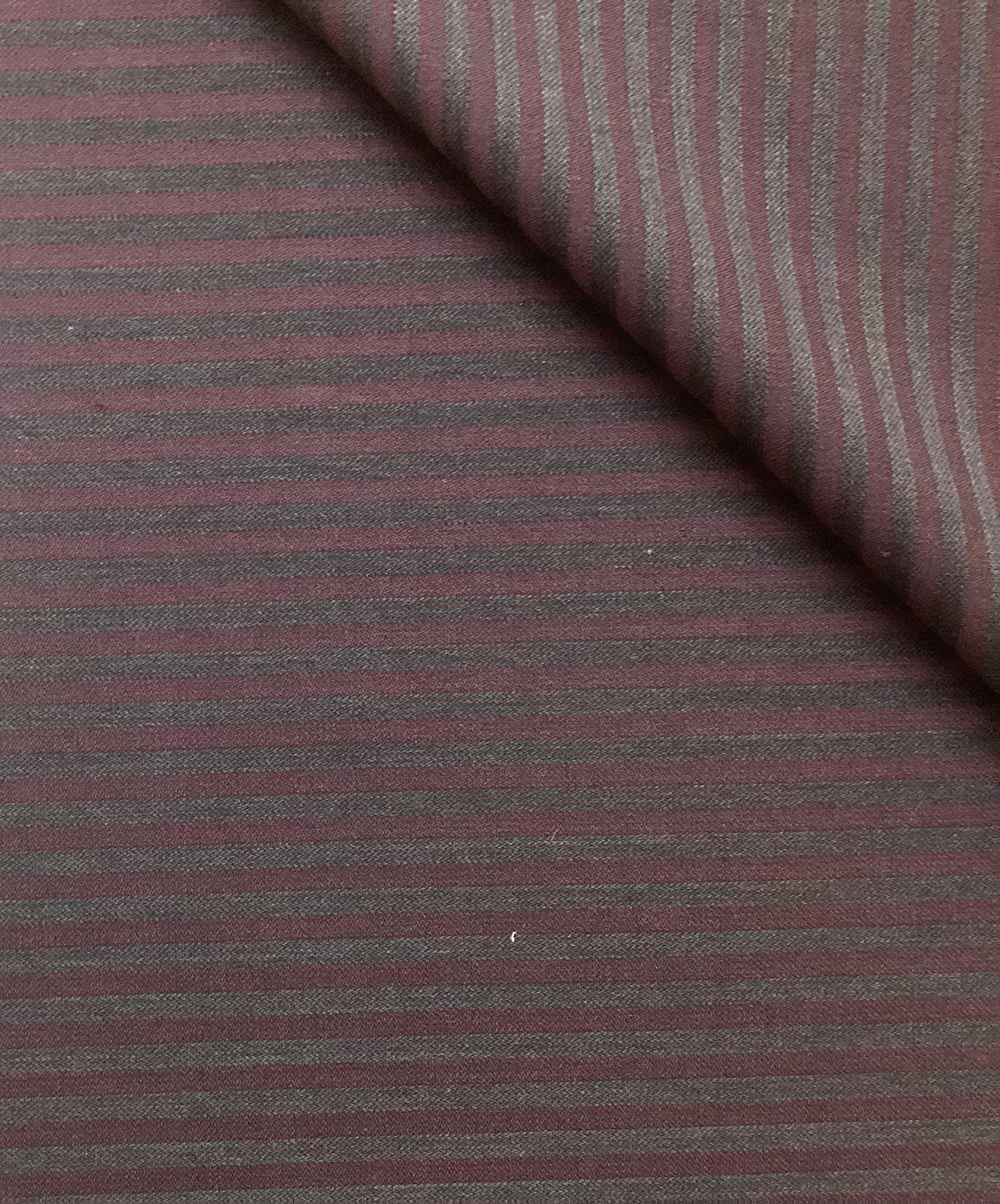 Made In Italy 100% Wool Stripe Suiting In Malbec & Charcoal 