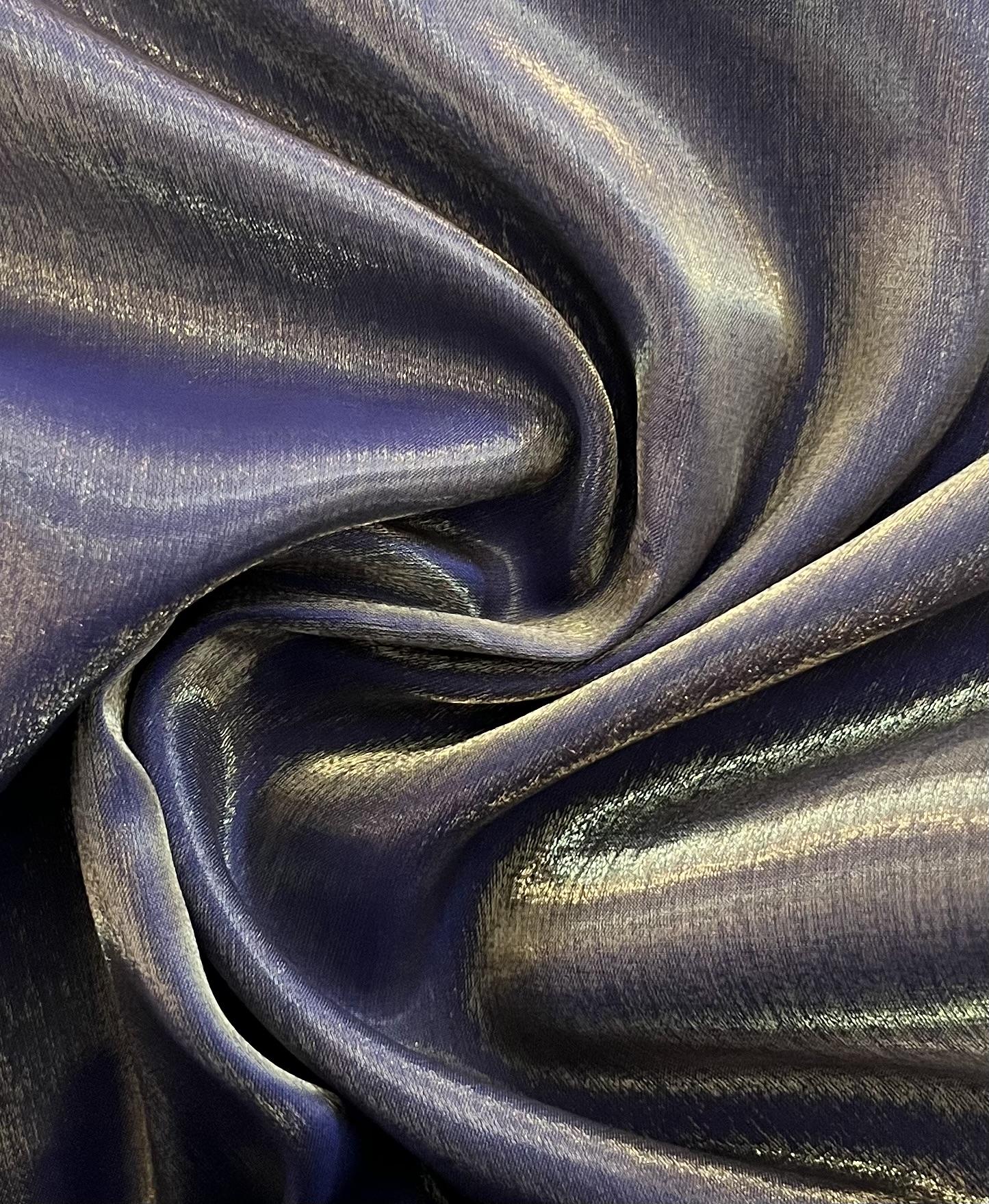 Viscose-Rayon Blend Iridescent Charmeuse in Marine Navy