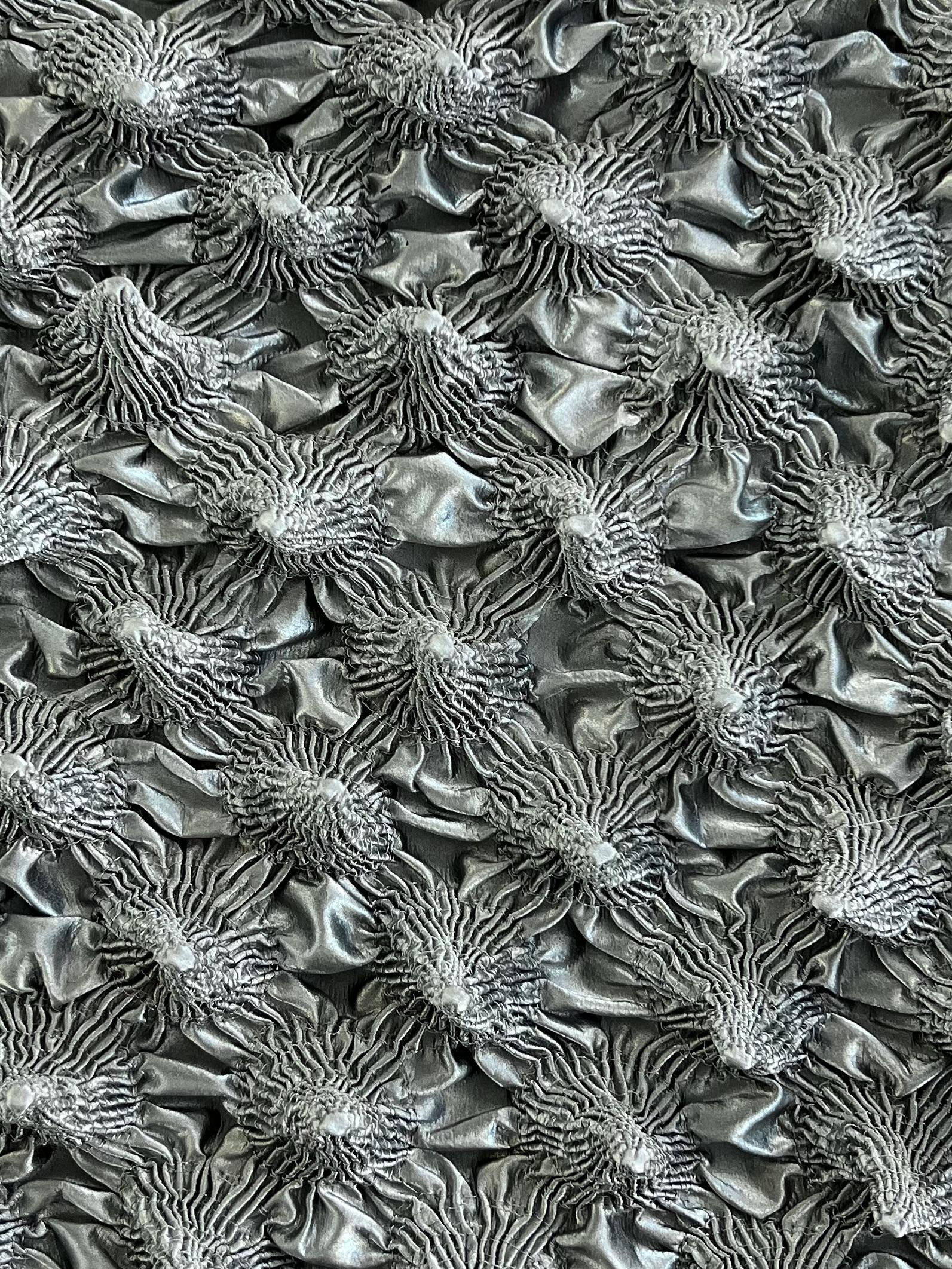 French Novelty Dimensional Cone-Shaped Coated Rayon in Silver