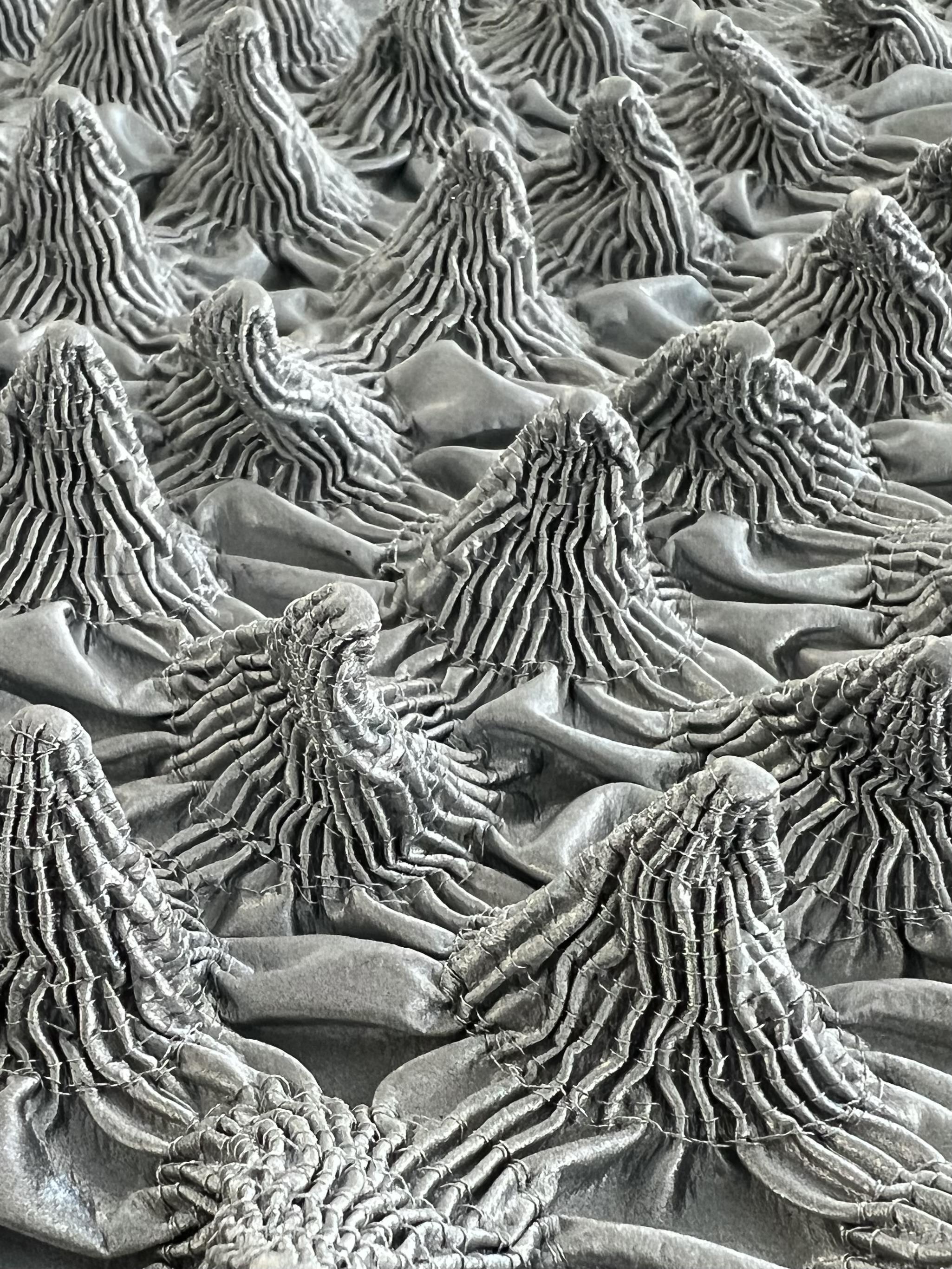 French Novelty Dimensional Cone-Shaped Coated Rayon in Silver