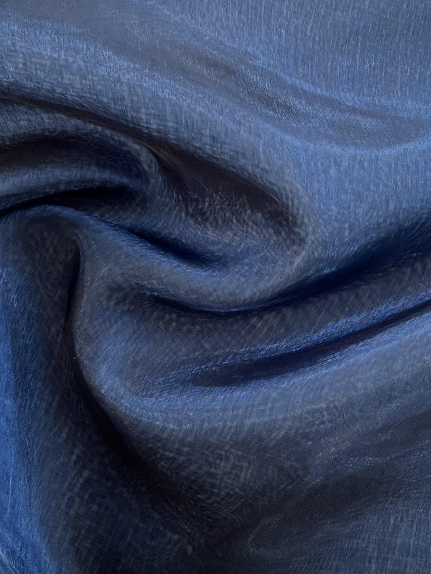 Polyester Extra Fine Iridescent Organza in Black/Royal Blue