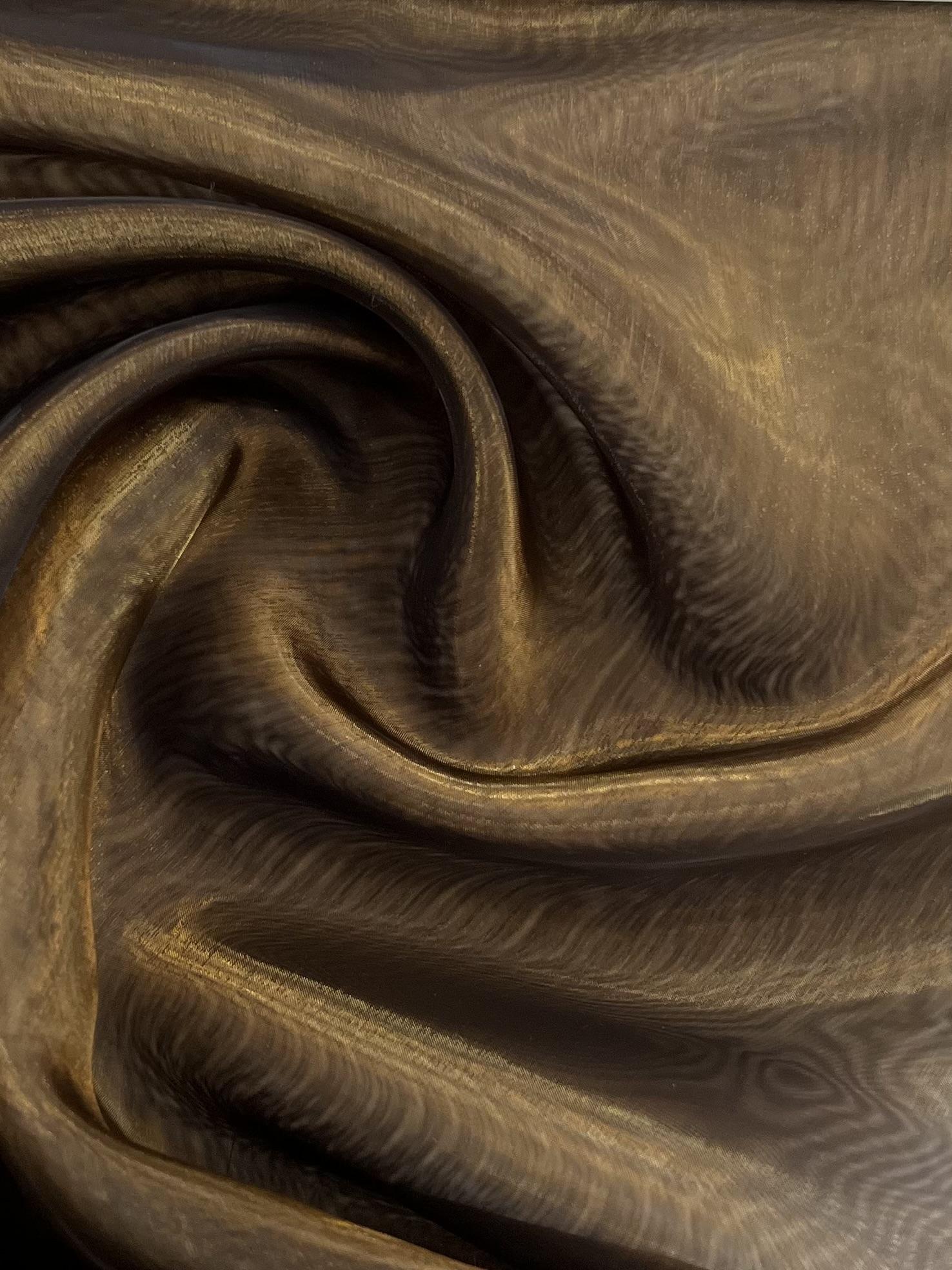 Polyester Extra Fine Iridescent Organza in Brown/Copper