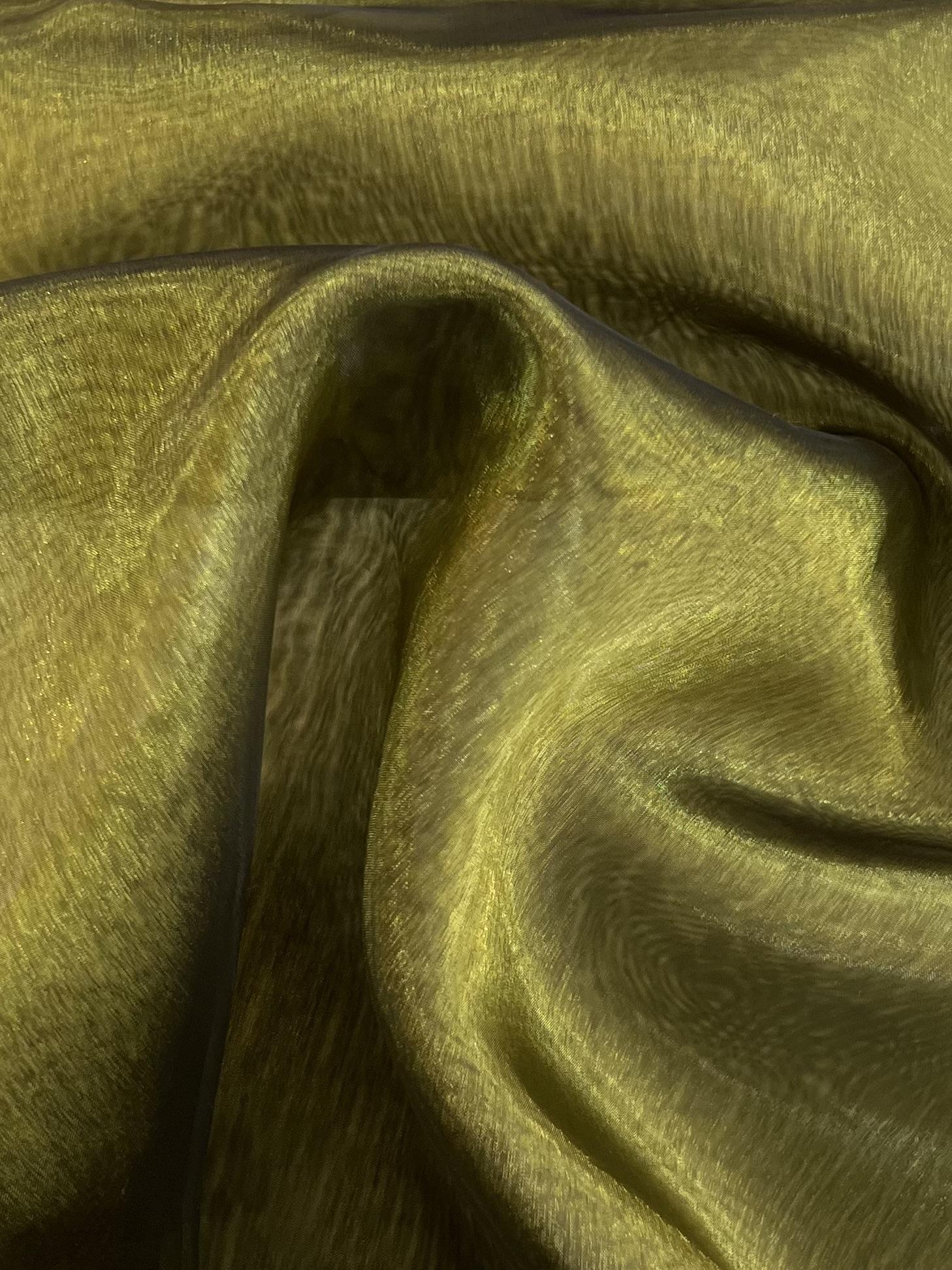 Polyester Extra Fine Iridescent Organza in Black/Yellow